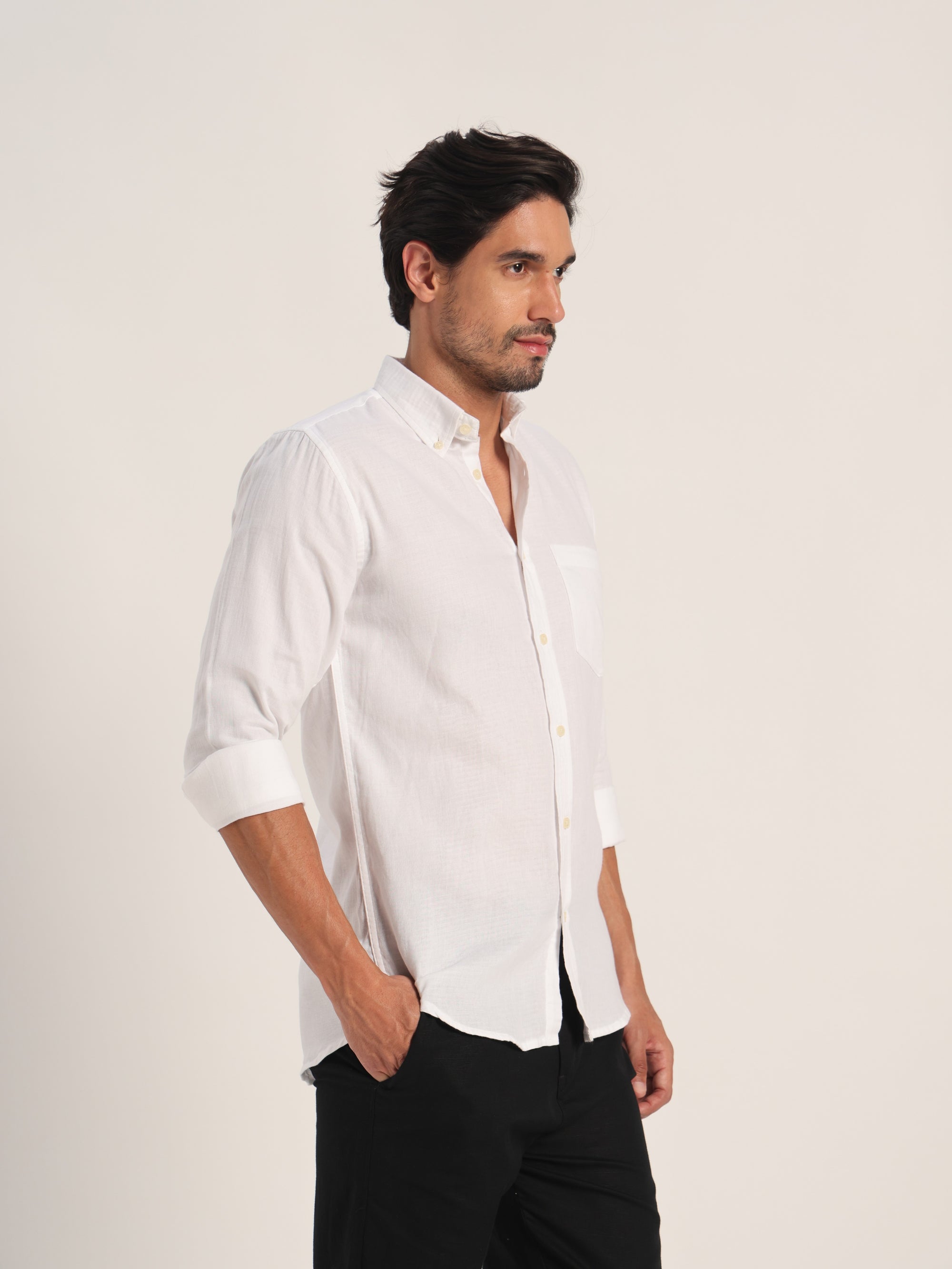 Honest Beginning White Linen Shirt
