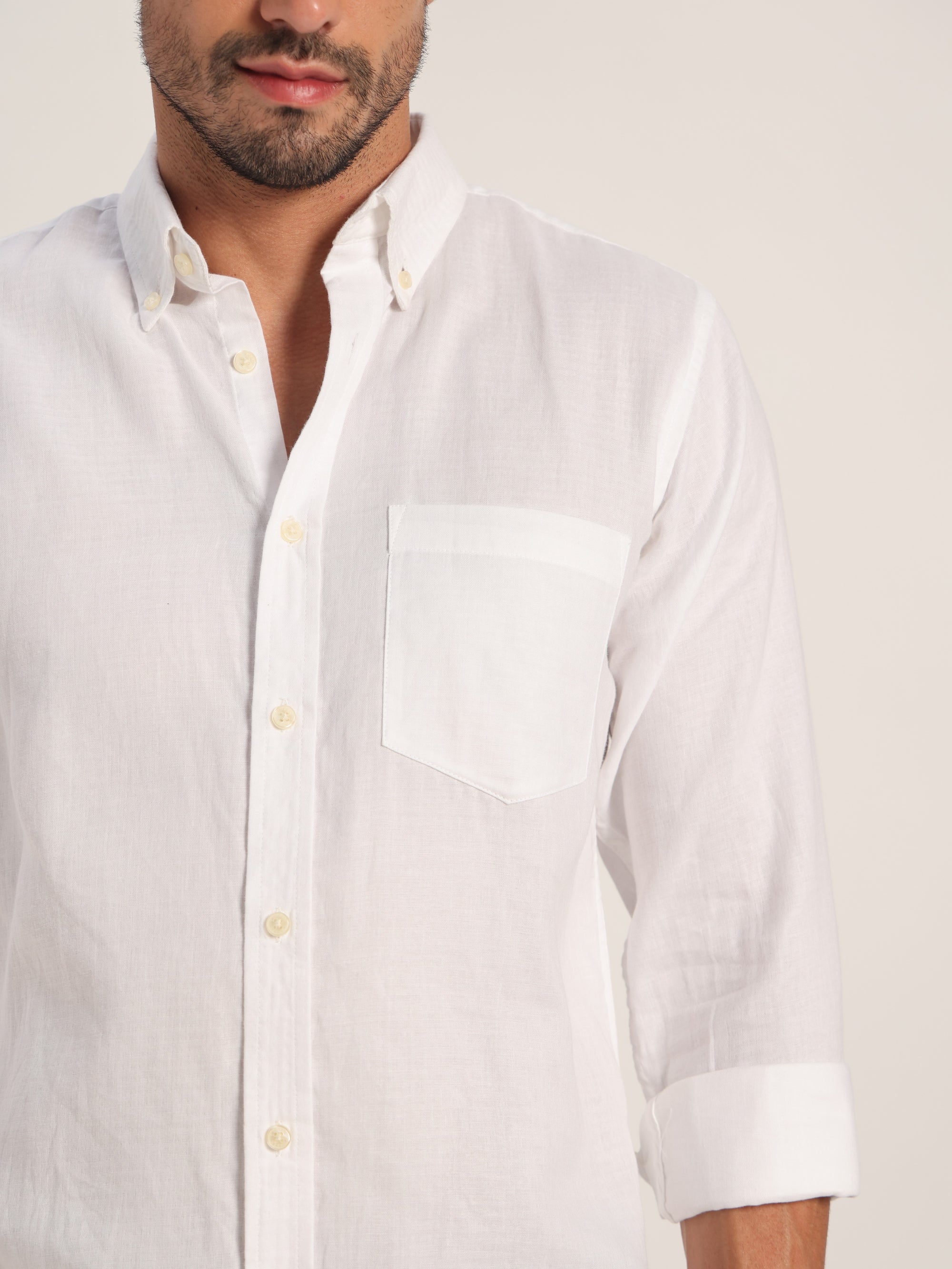 Honest Beginning White Linen Shirt