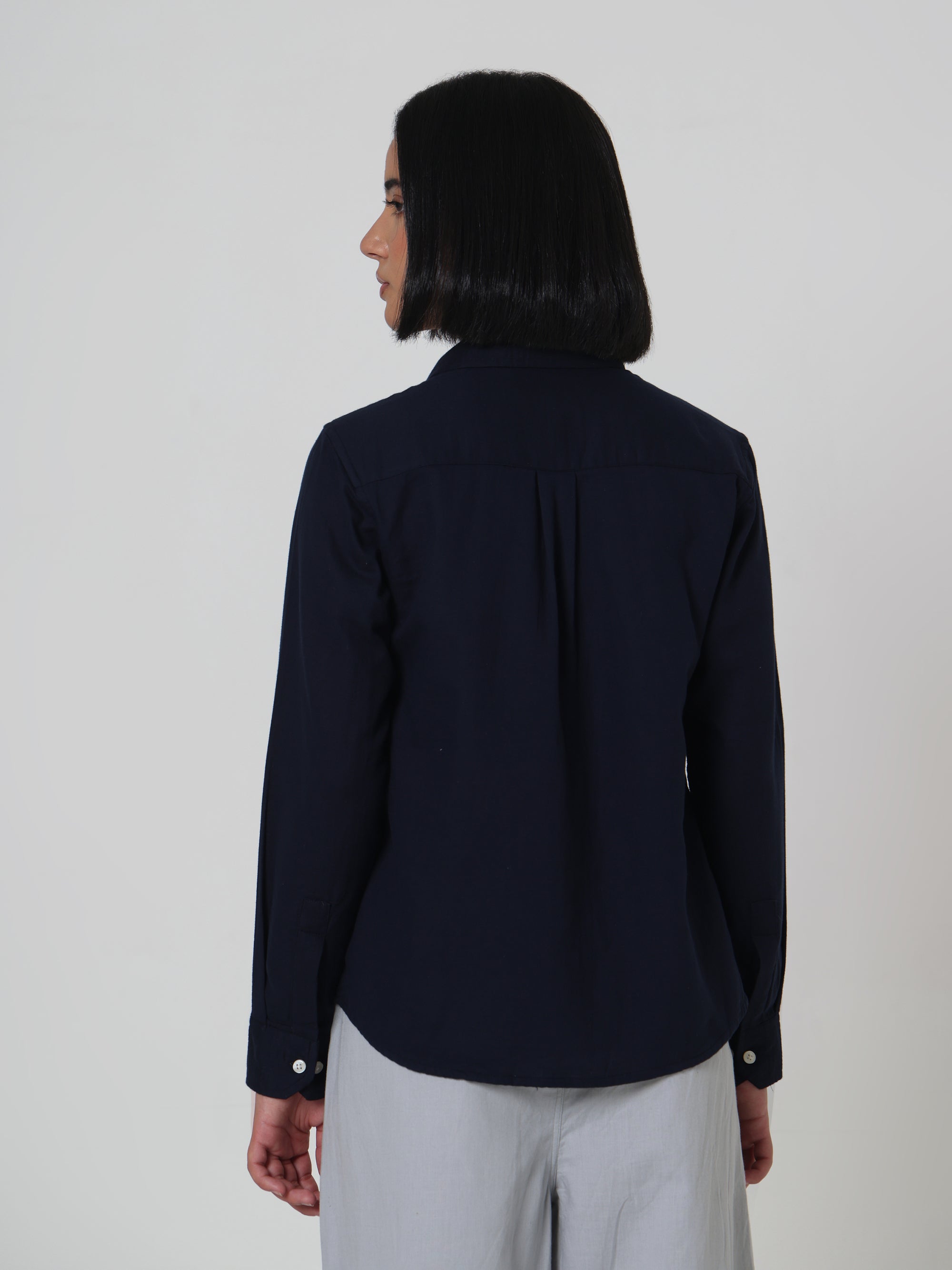 Power Statement Dark Blue Linen Shirt