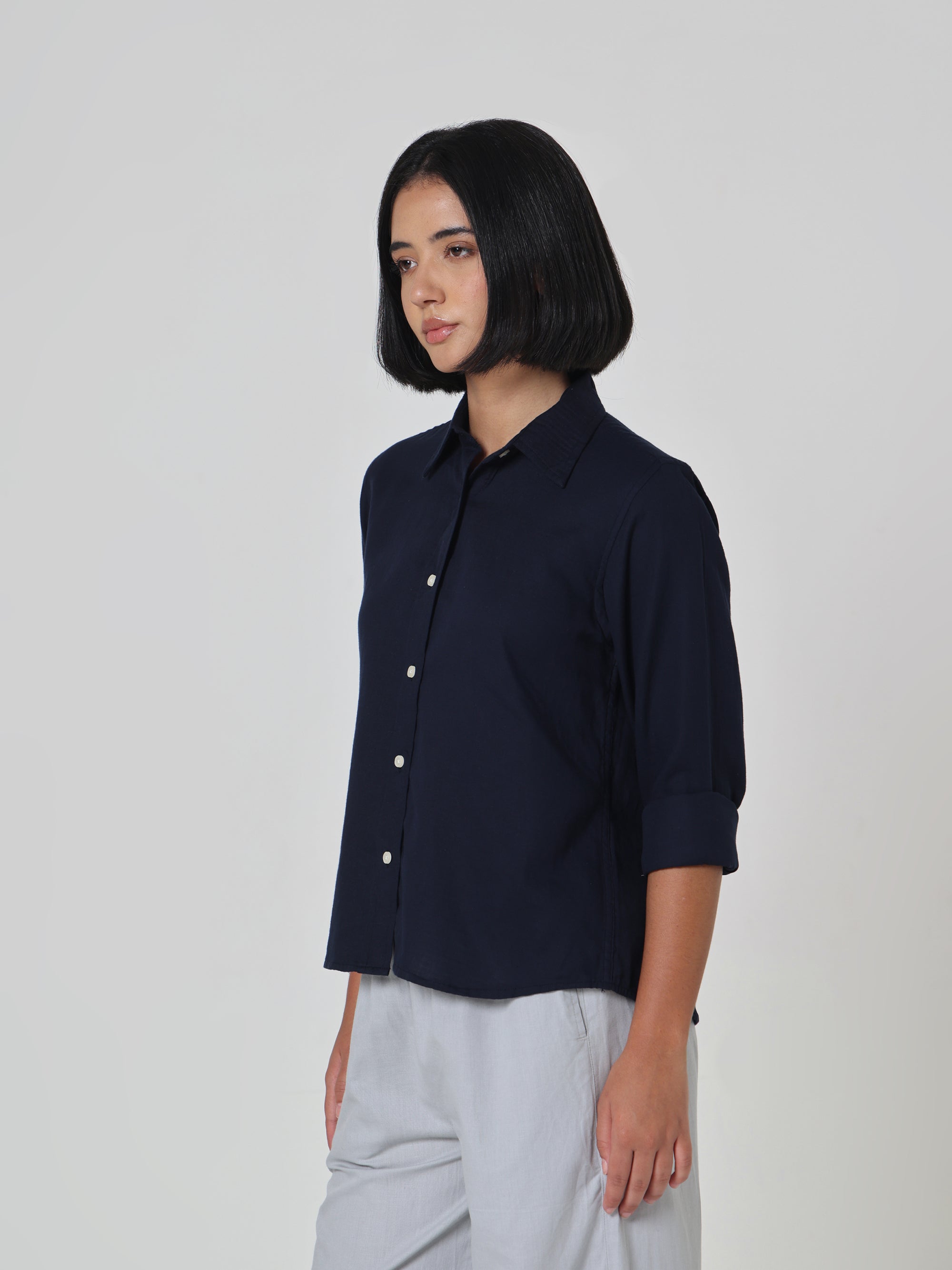 Power Statement Dark Blue Linen Shirt