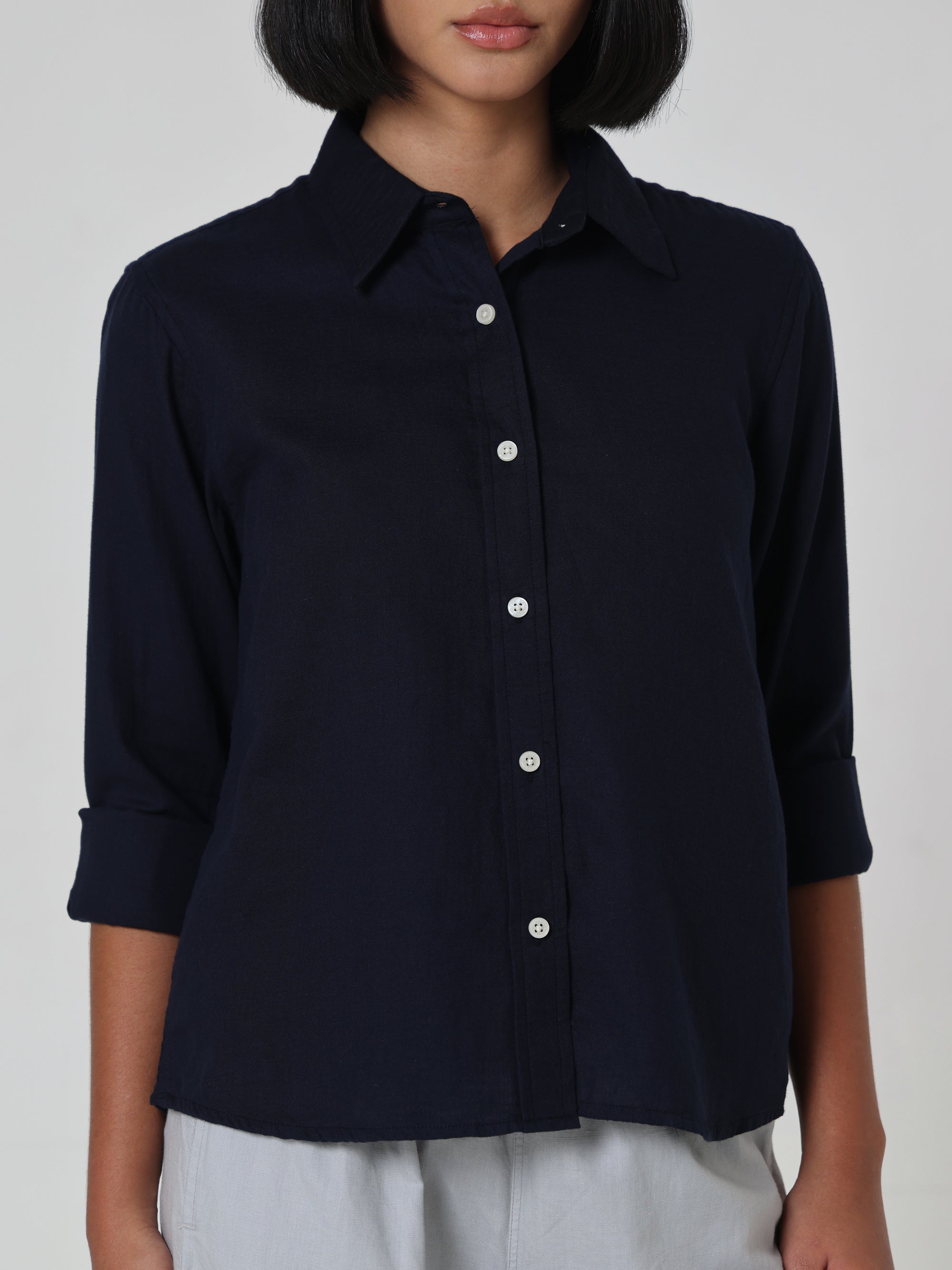 Power Statement Dark Blue Linen Shirt