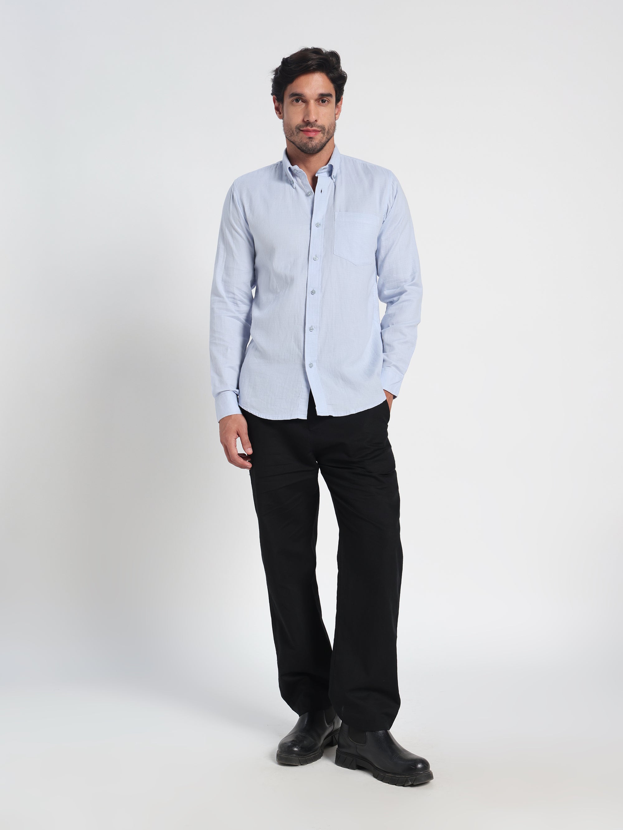 Fluid Confidence Blue Linen Shirt