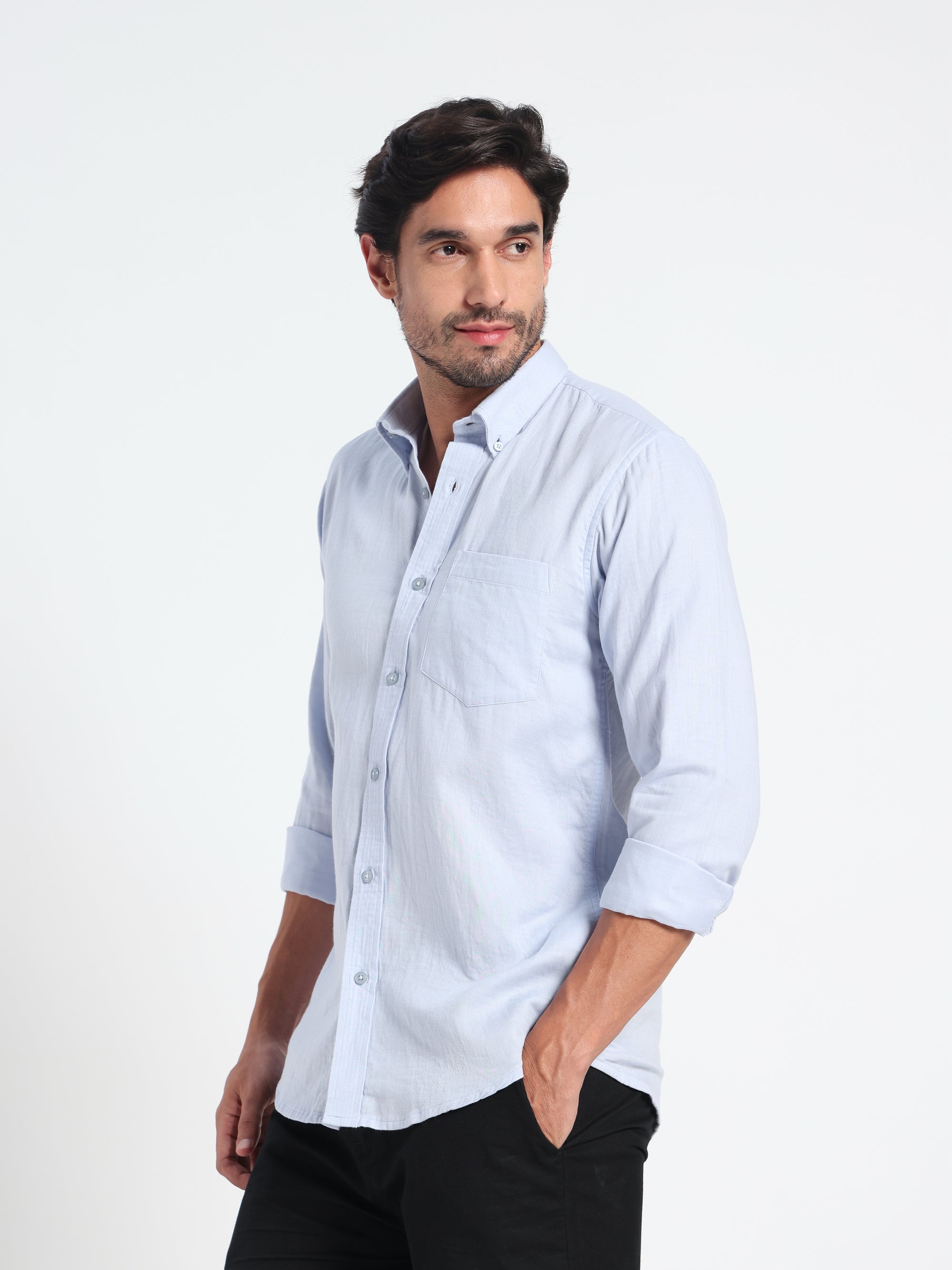 Fluid Confidence Blue Linen Shirt