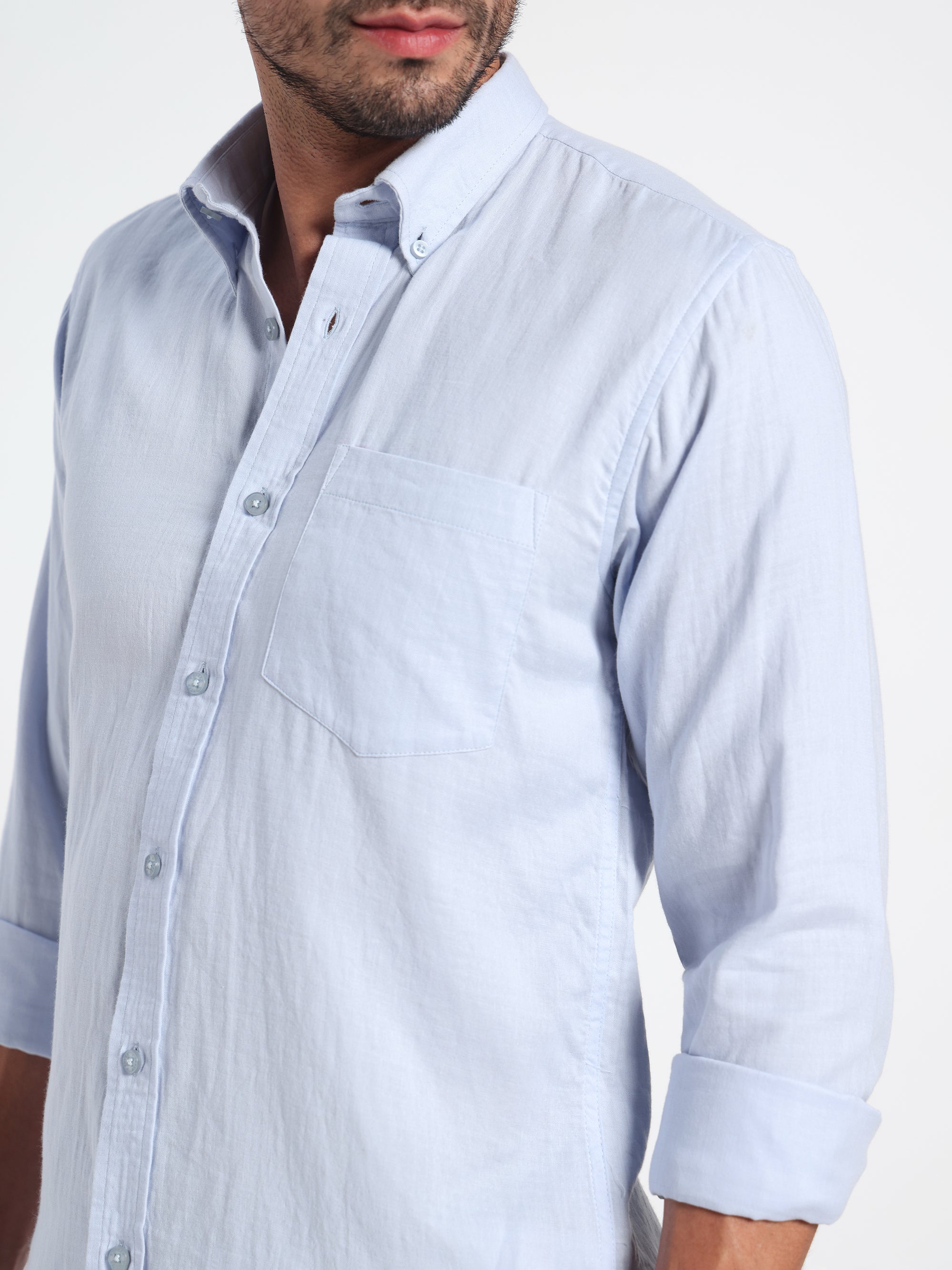 Fluid Confidence Blue Linen Shirt
