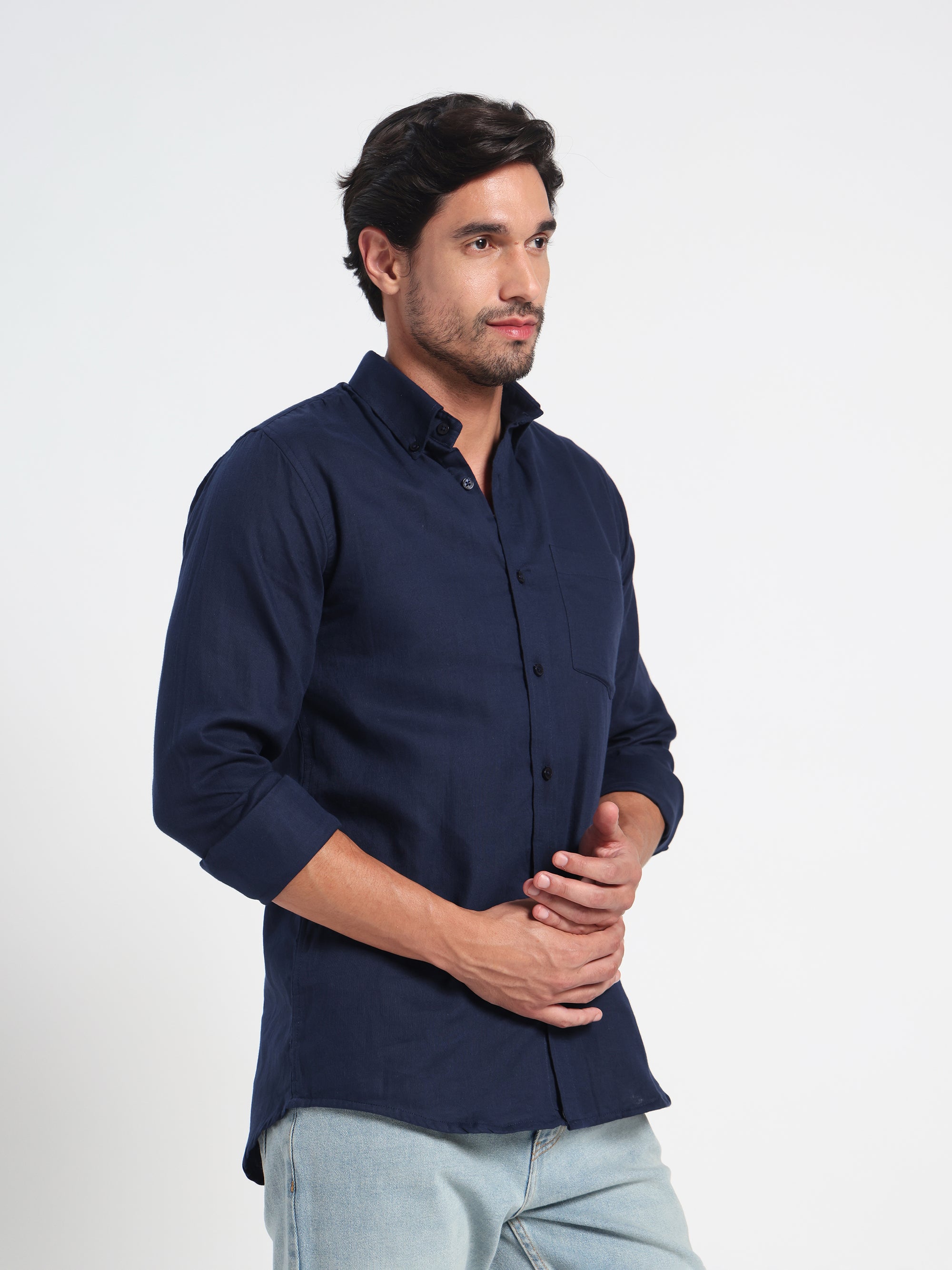 Settled Mind Blue Linen Shirt