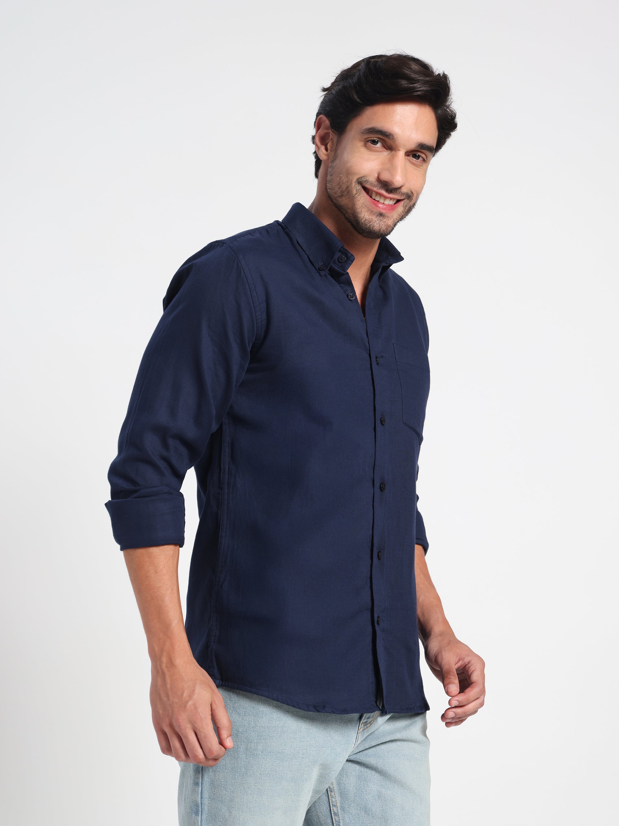 Settled Mind Blue Linen Shirt