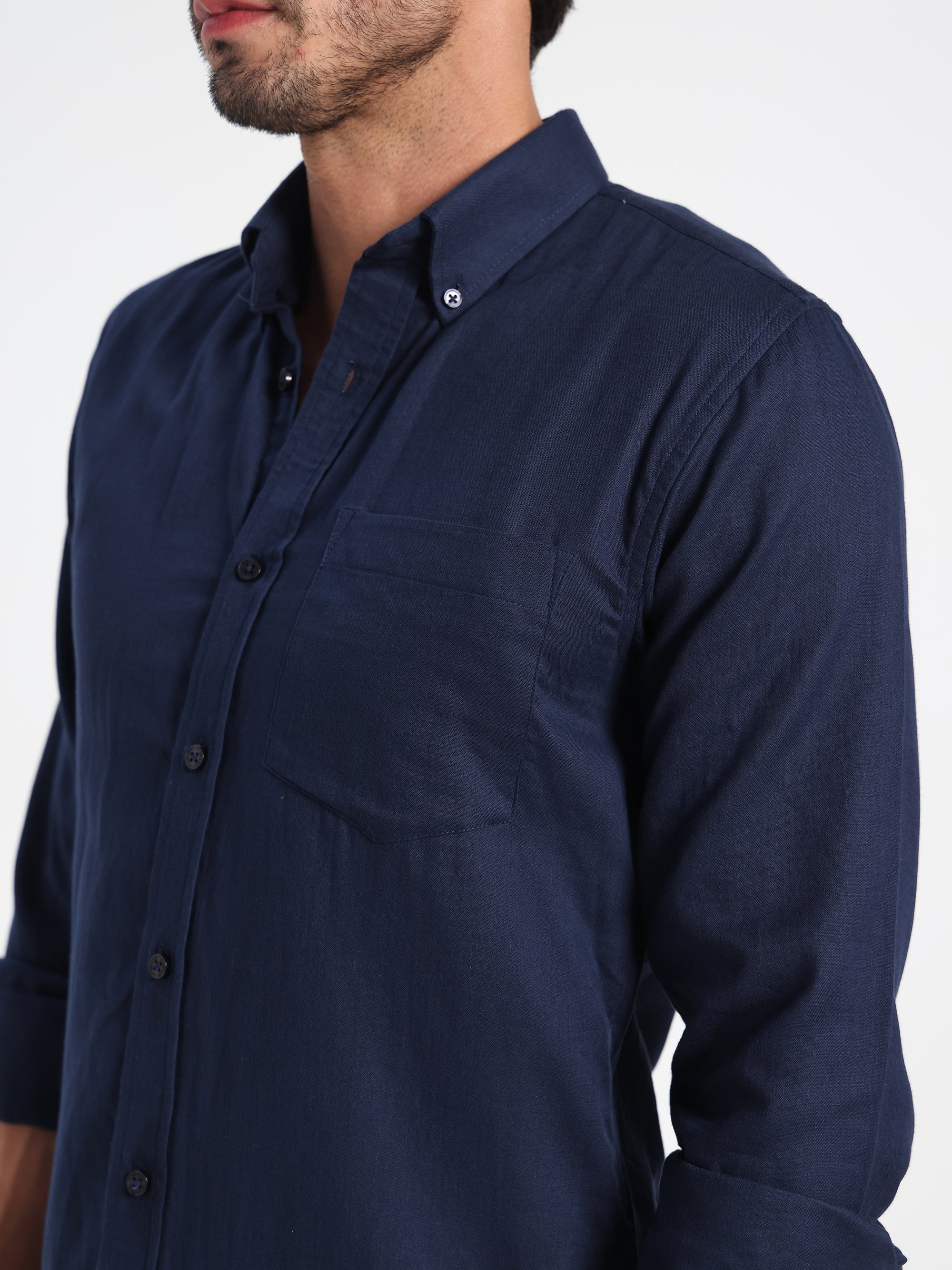 Settled Mind Blue Linen Shirt