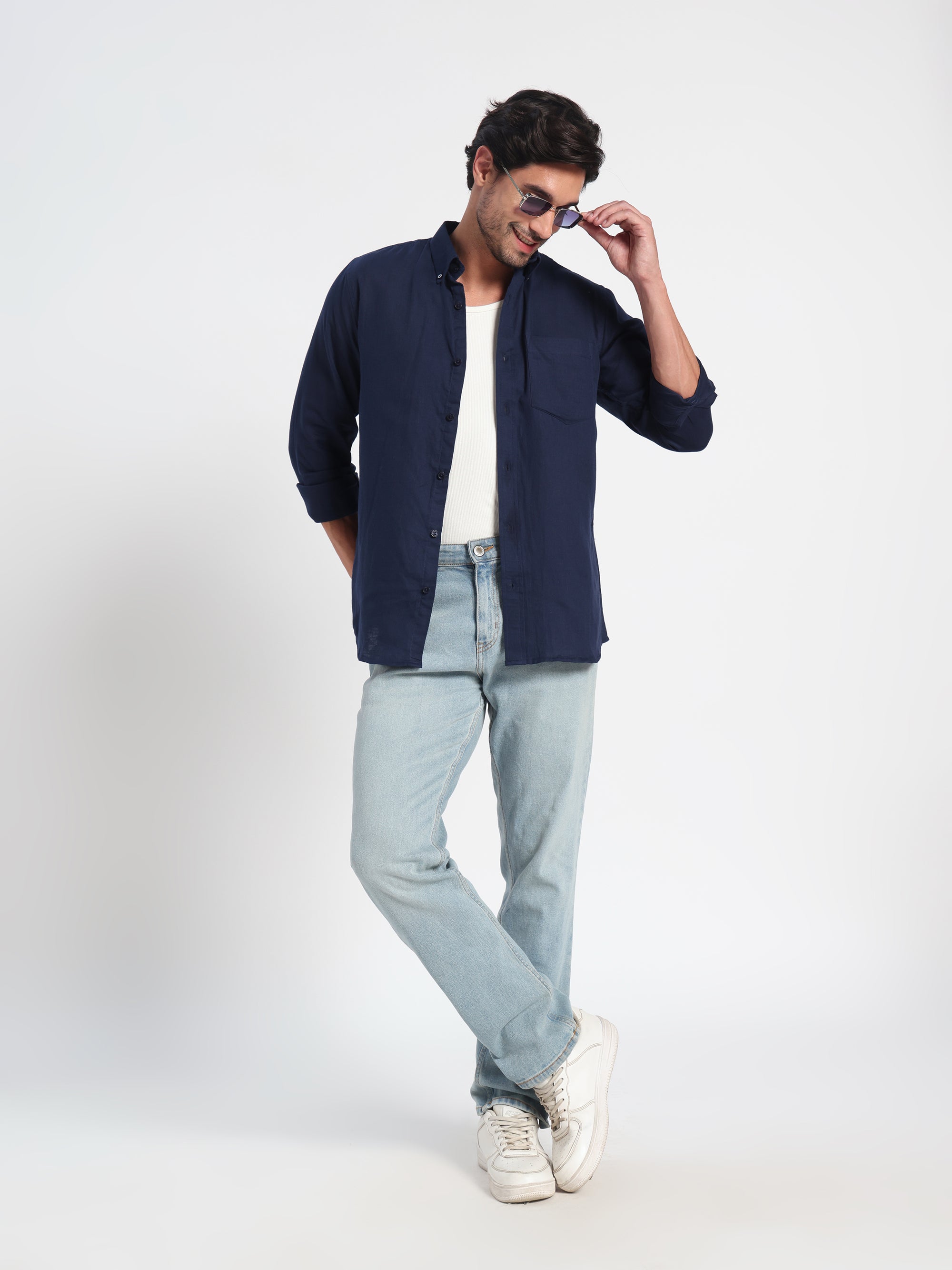 Settled Mind Blue Linen Shirt
