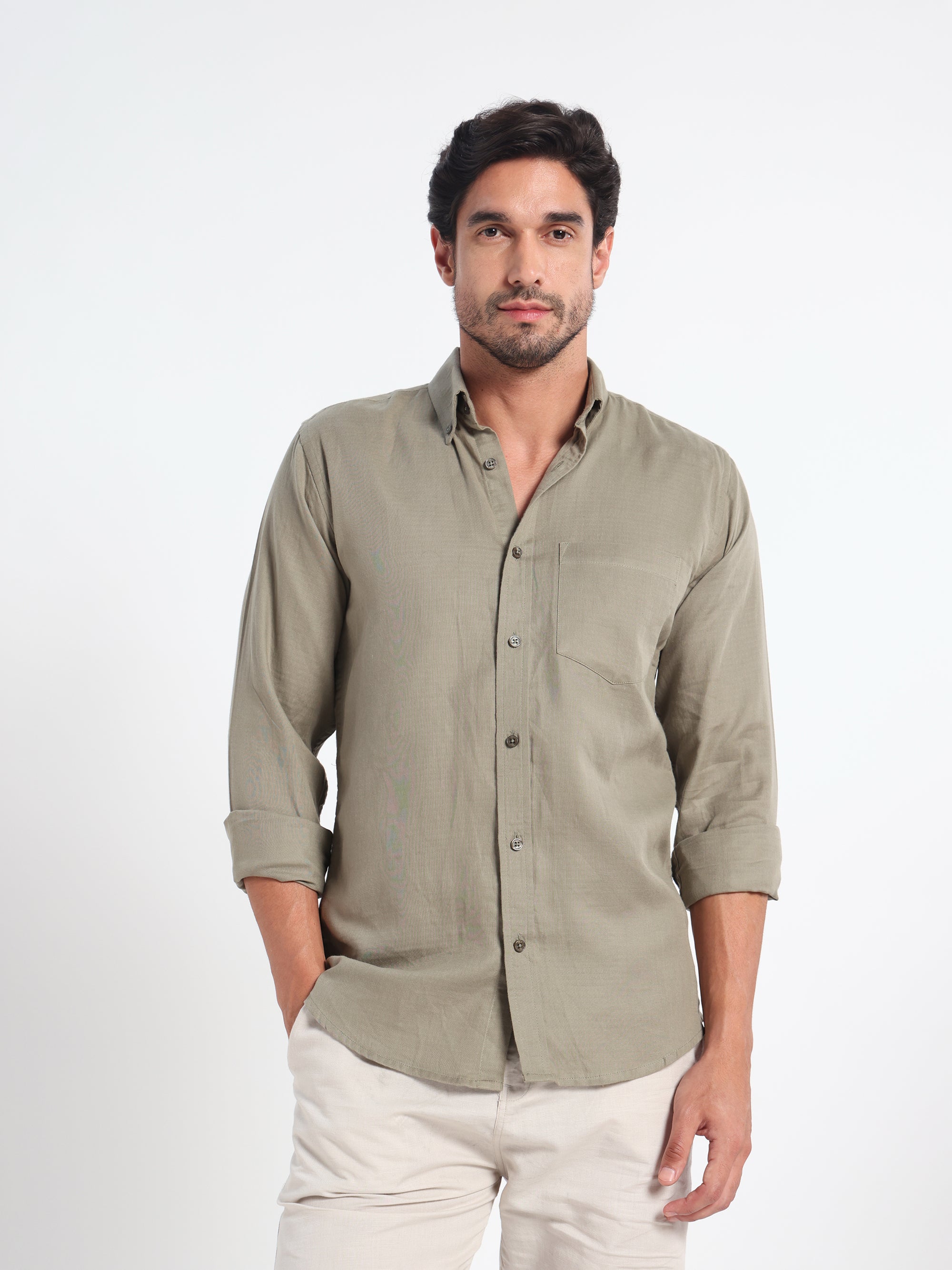 Sacred Inheritance Green Linen Shirt