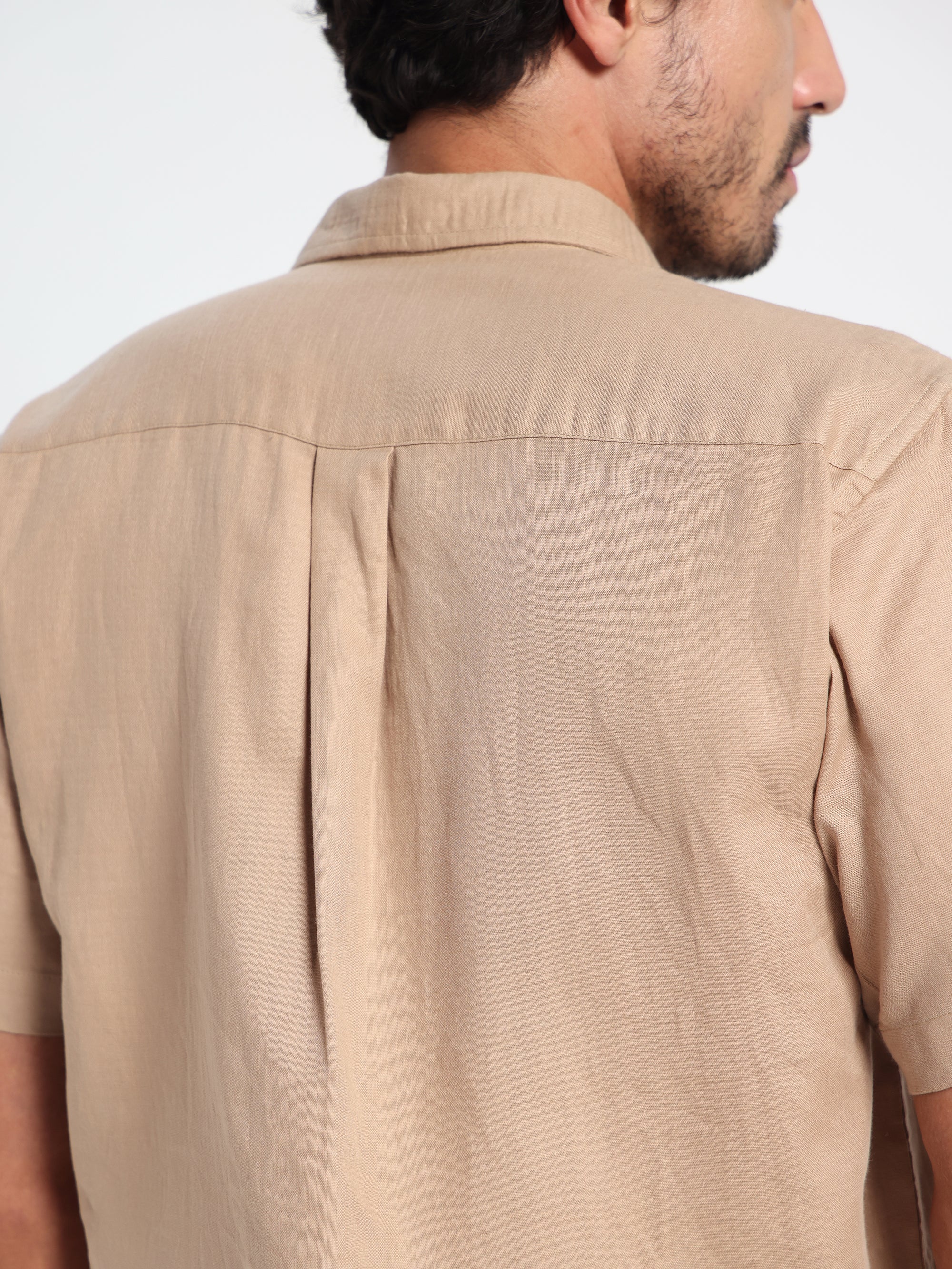 Biscotti Light Brown Linen Shirt