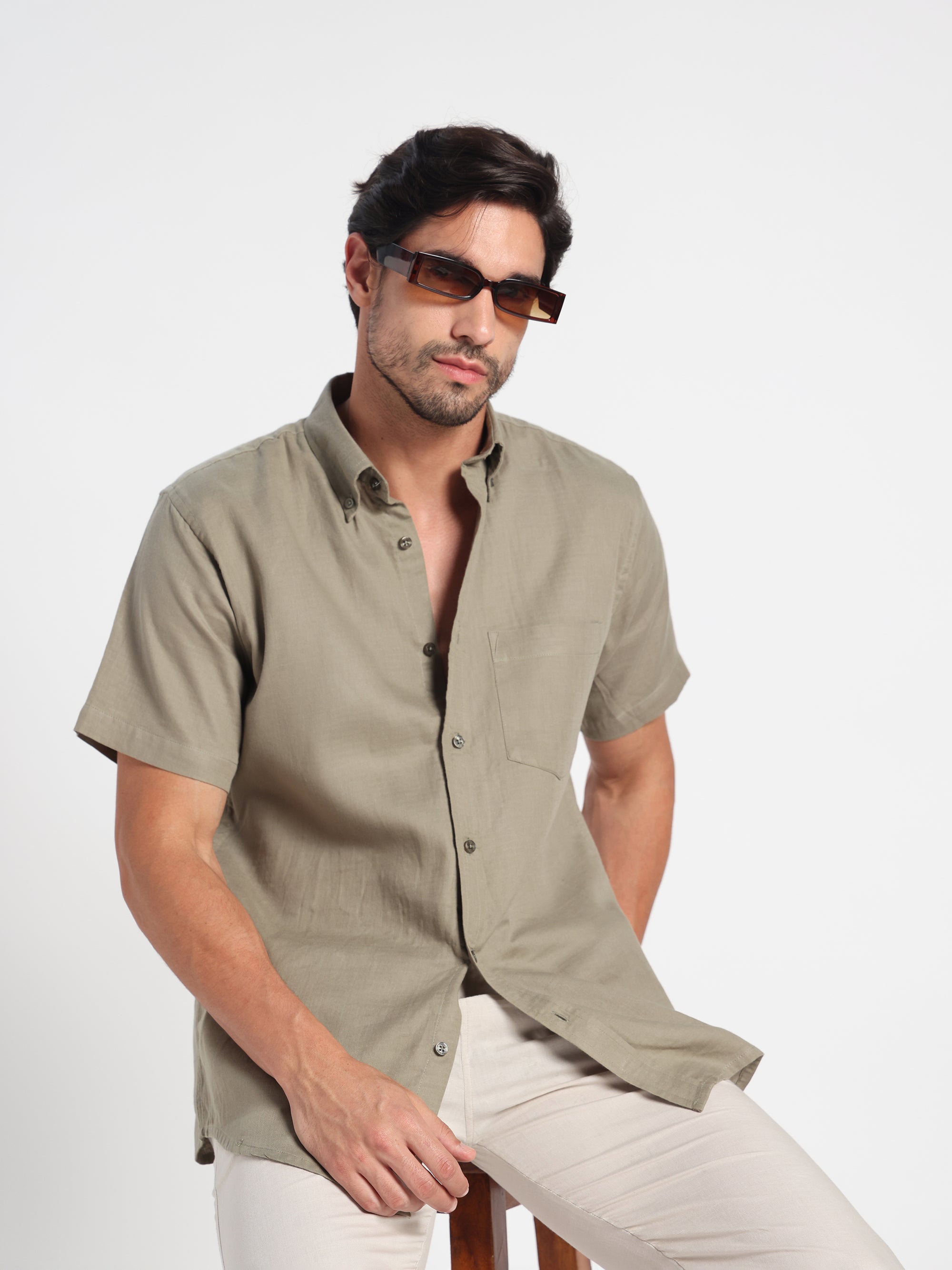 Ancestral Green Linen Shirt