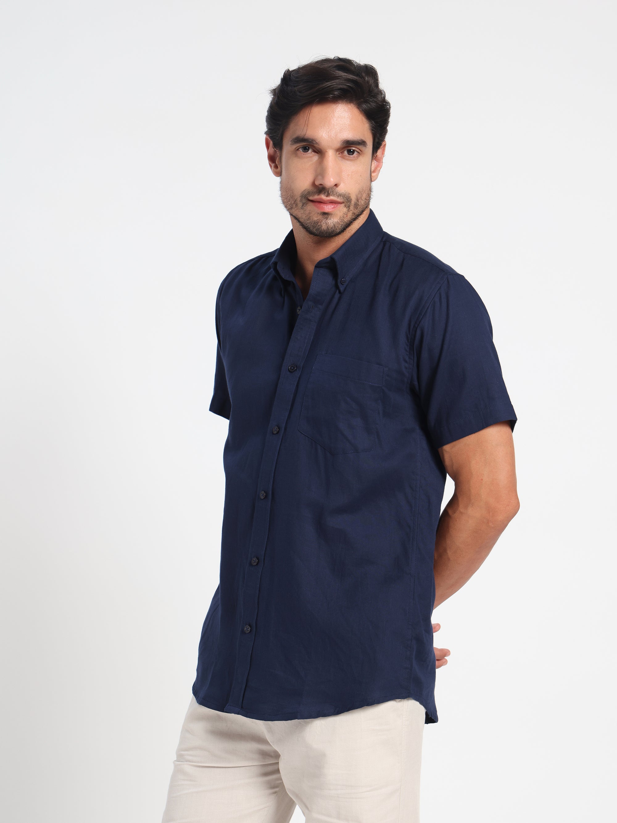 Diplomat Ink Blue Linen Shirt