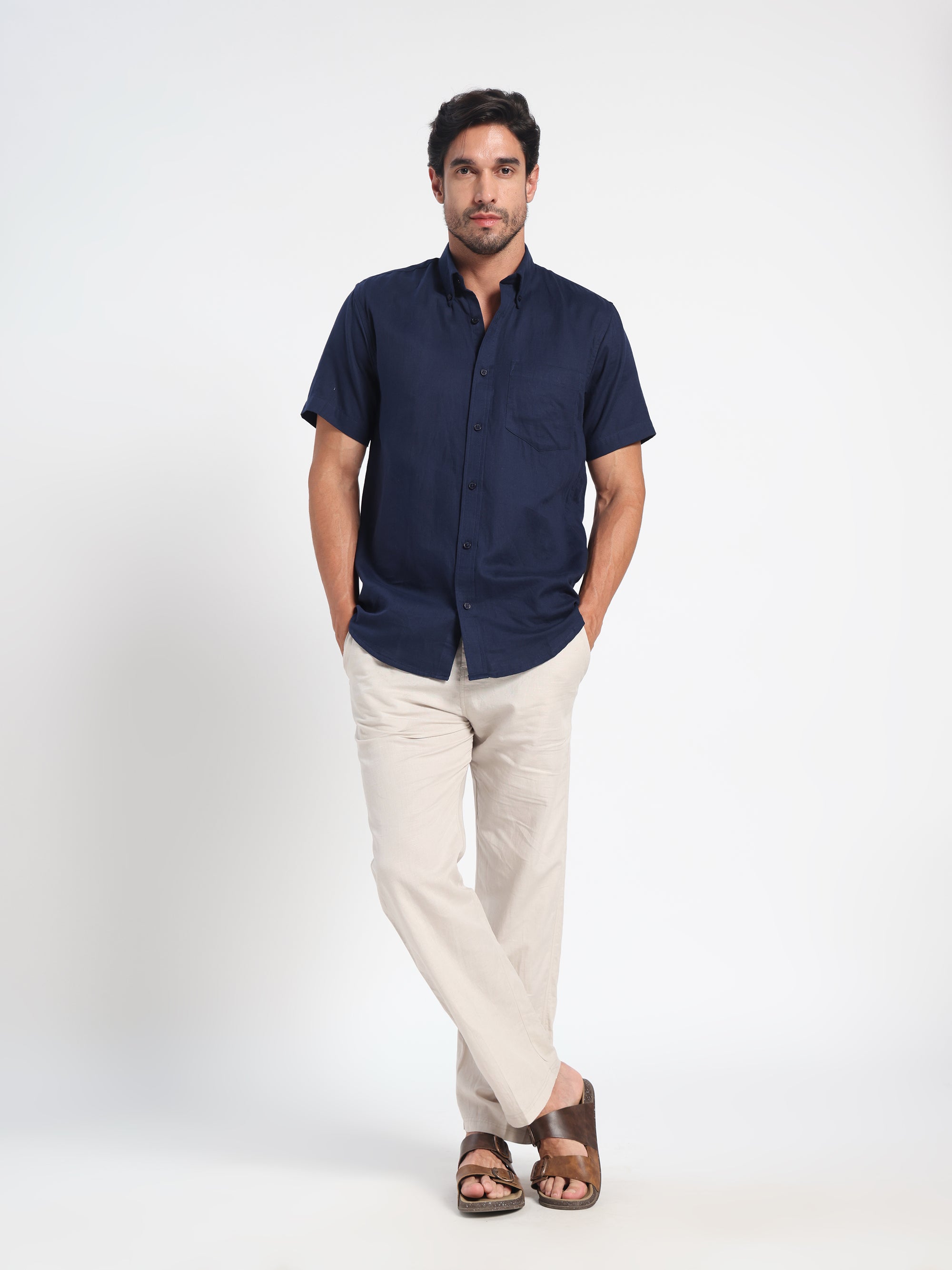 Diplomat Ink Blue Linen Shirt