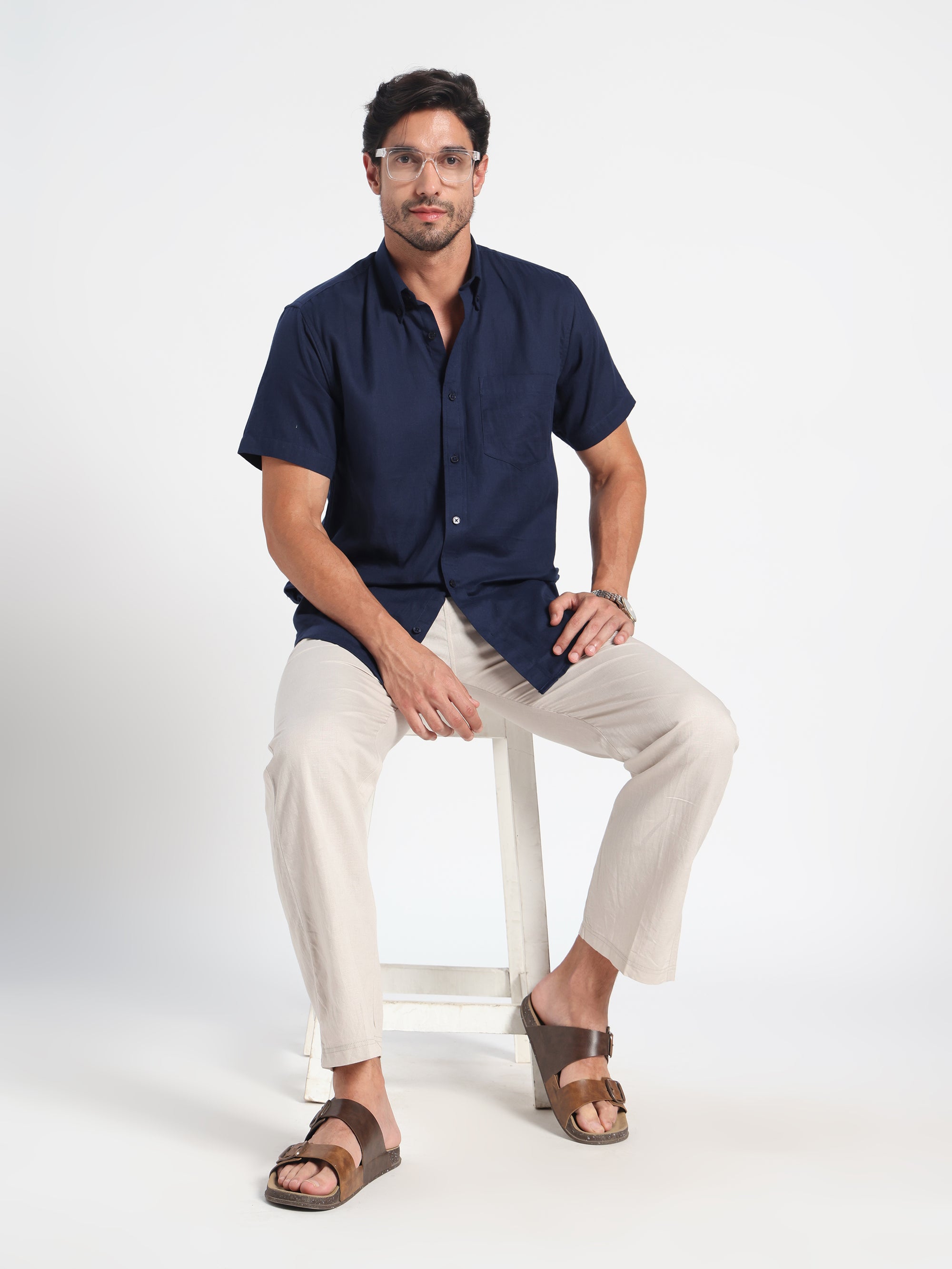 Diplomat Ink Blue Linen Shirt