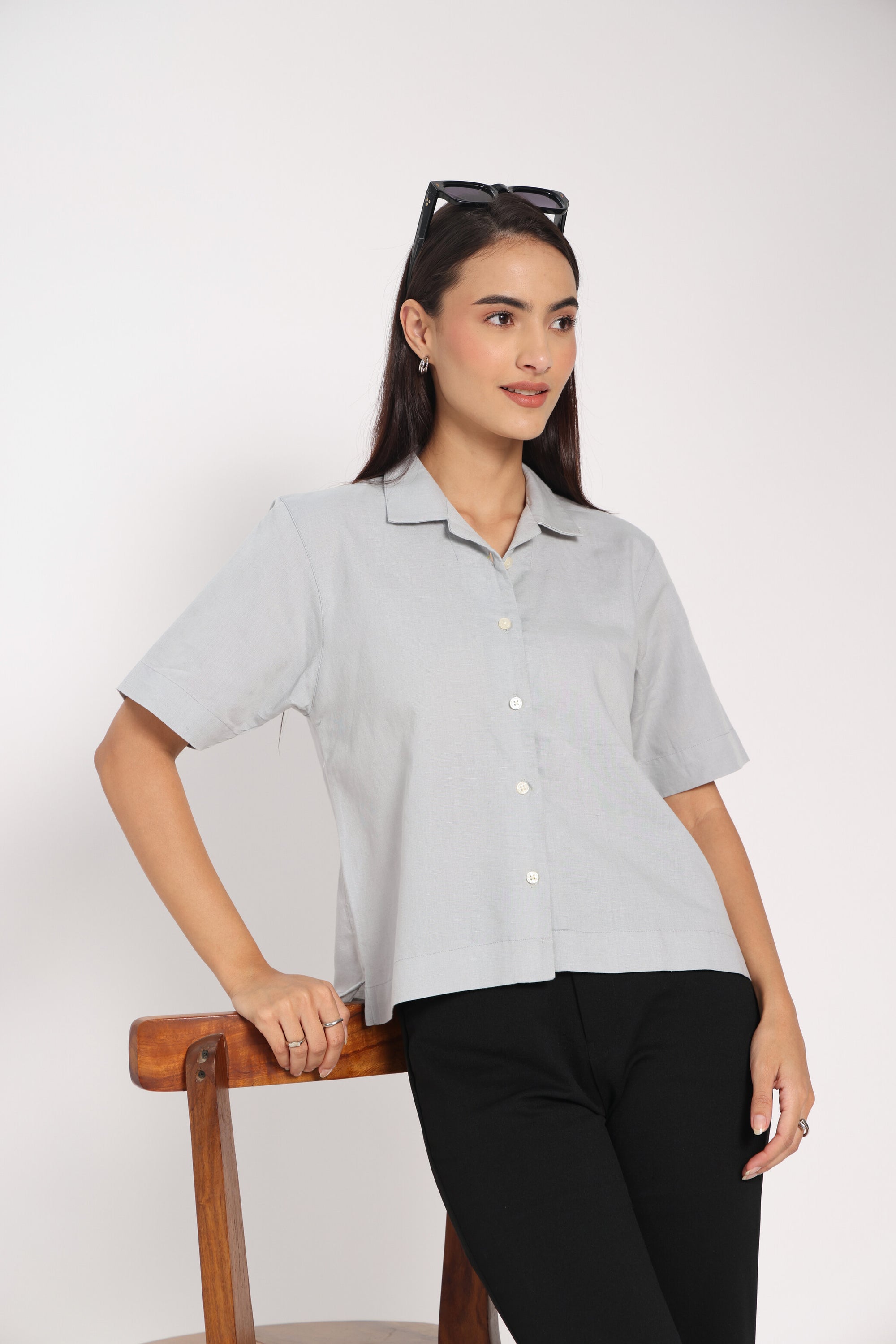 Calculated Grace Grey Linen Shirt