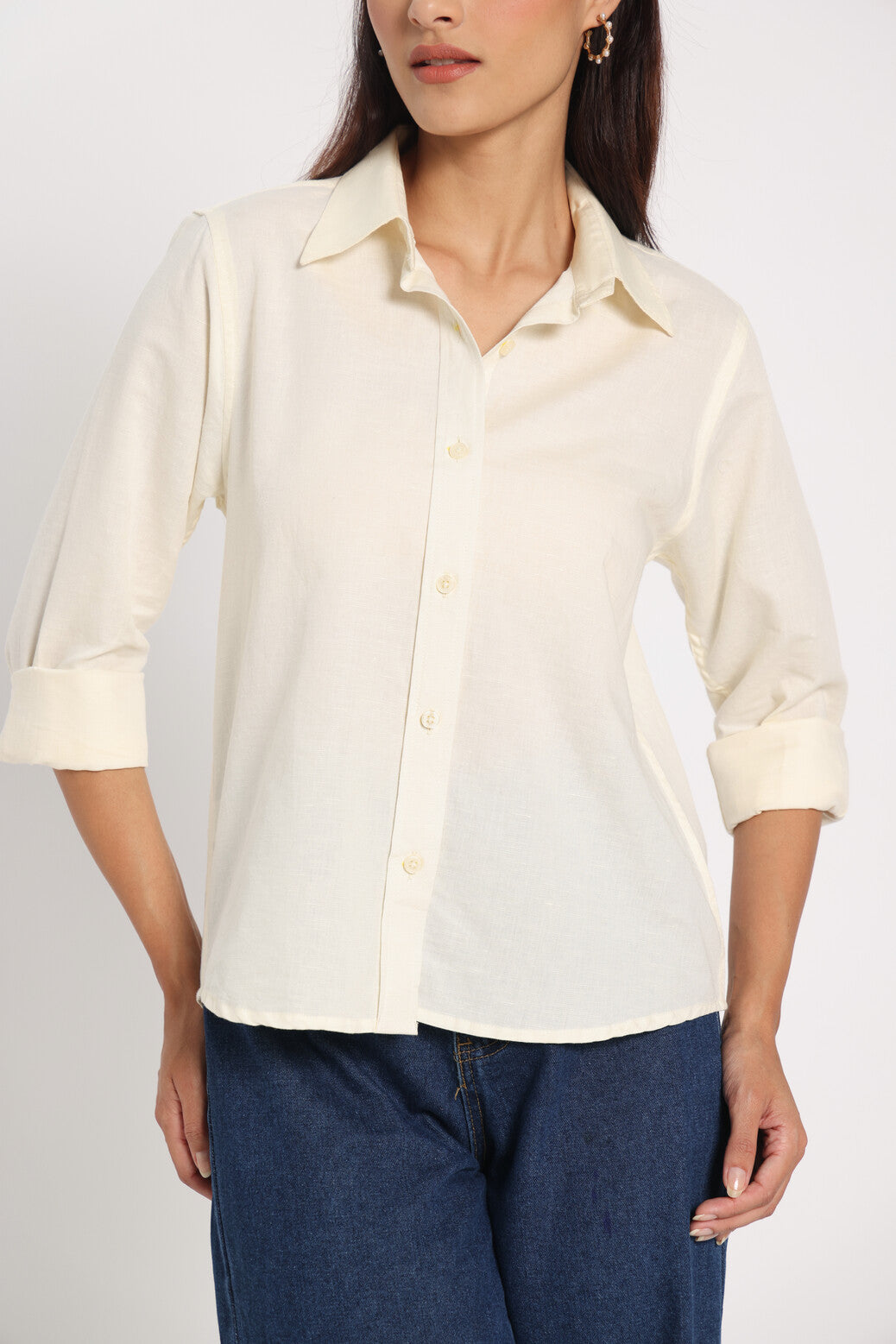 Unwritten Chapter Lemon White Linen Shirt