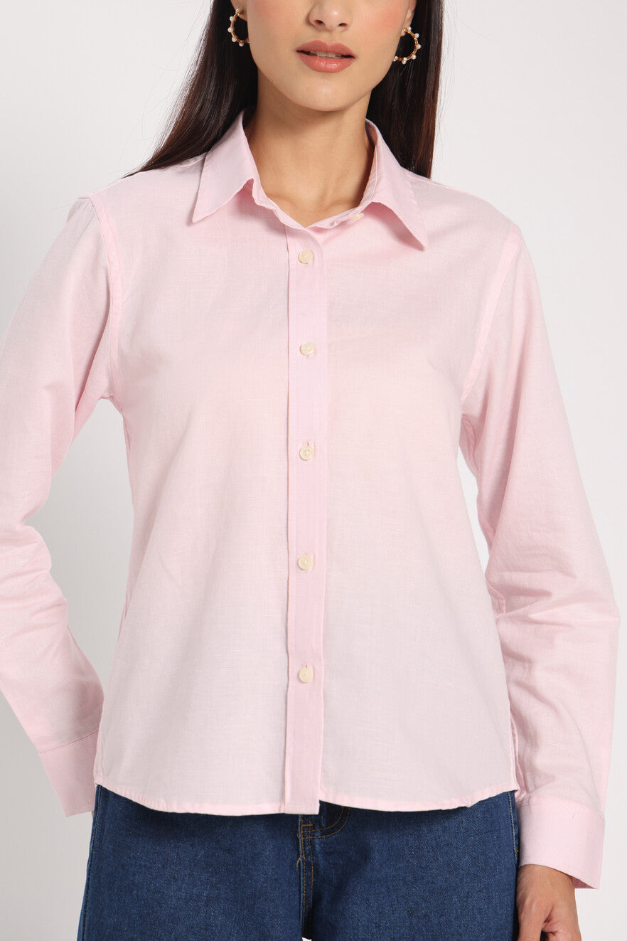 Fierce &amp; Feminine Pink Linen Shirt