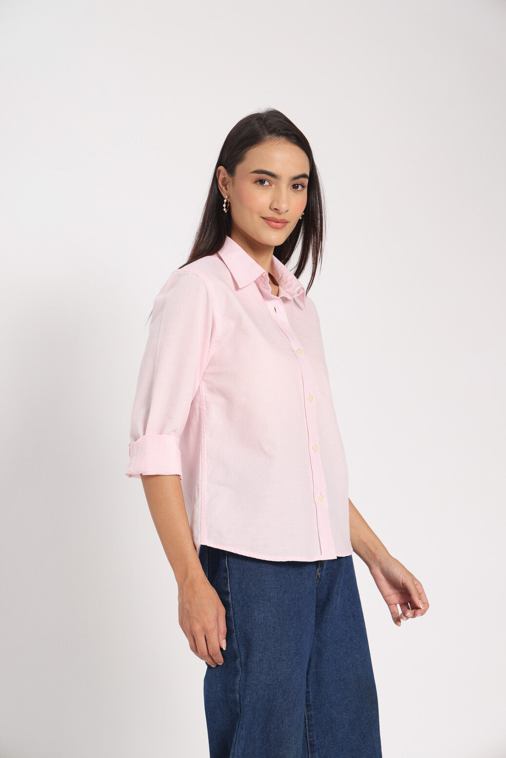 Fierce &amp; Feminine Pink Linen Shirt