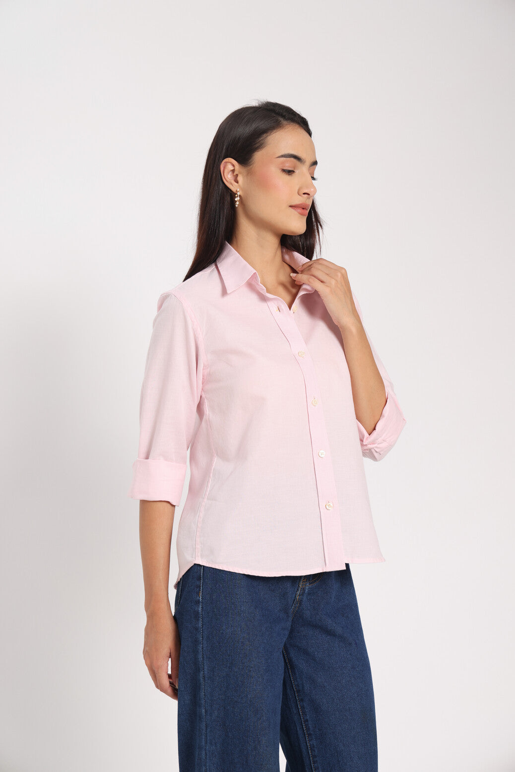 Fierce &amp; Feminine Pink Linen Shirt