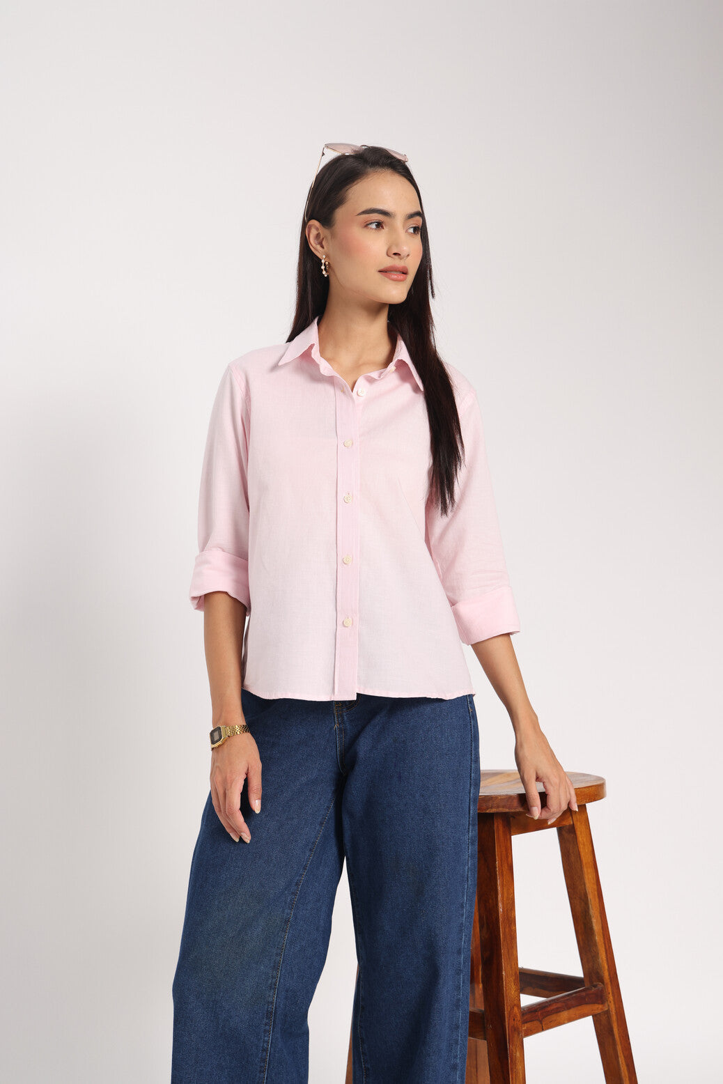 Fierce &amp; Feminine Pink Linen Shirt