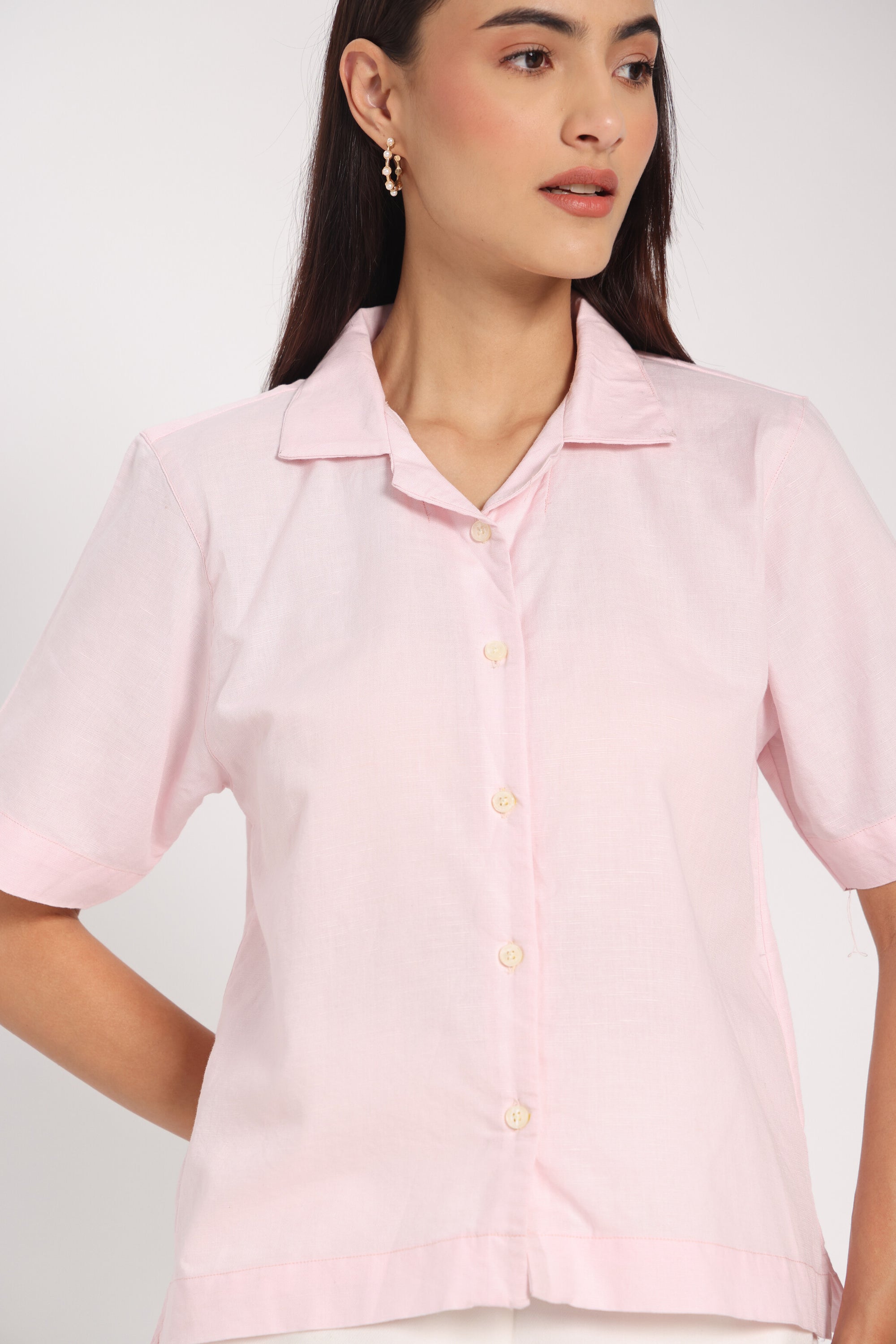Feminine Force Pink Linen Shirt