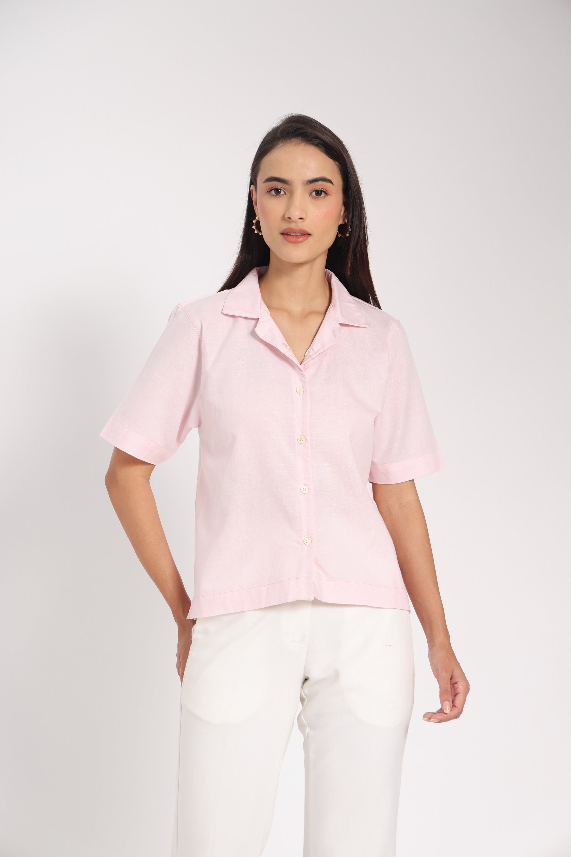 Feminine Force Pink Linen Shirt