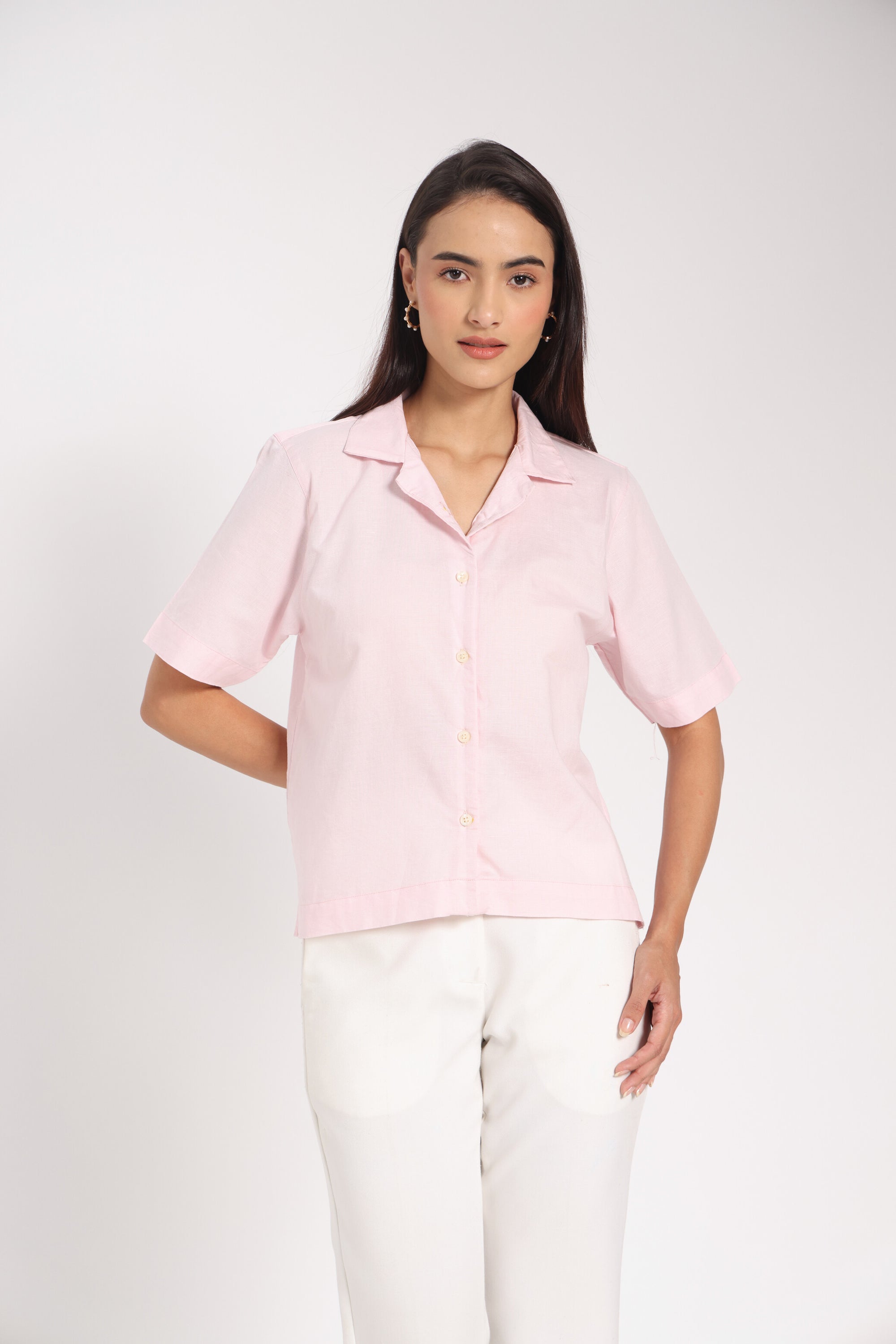 Feminine Force Pink Linen Shirt