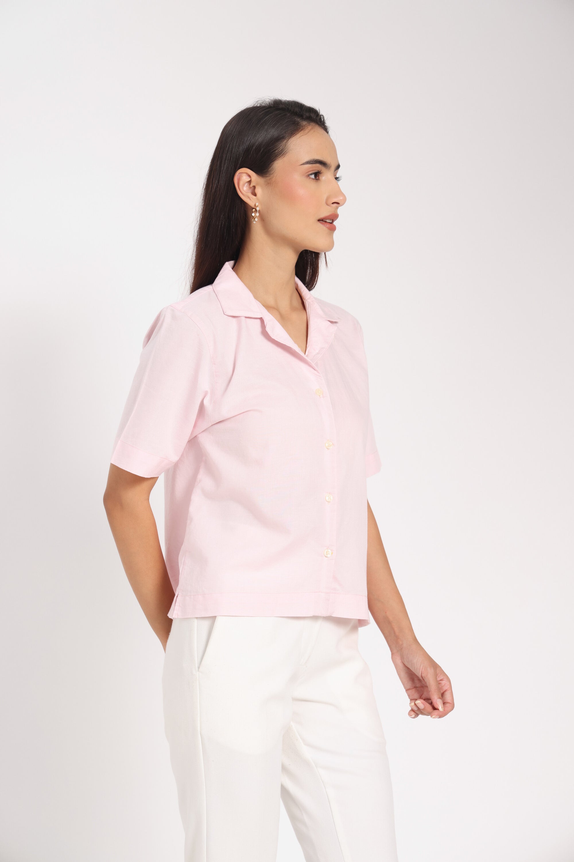 Feminine Force Pink Linen Shirt