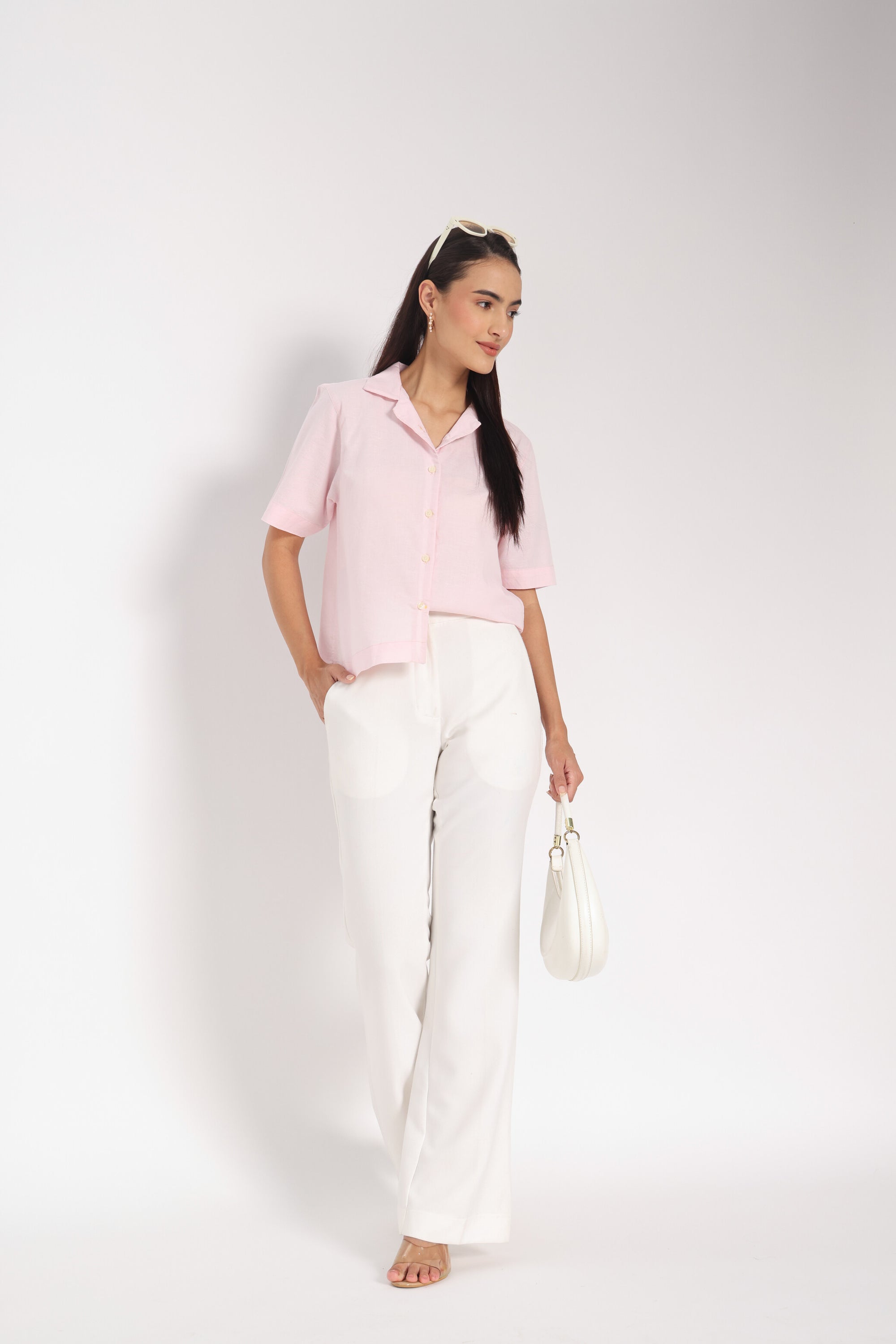 Feminine Force Pink Linen Shirt