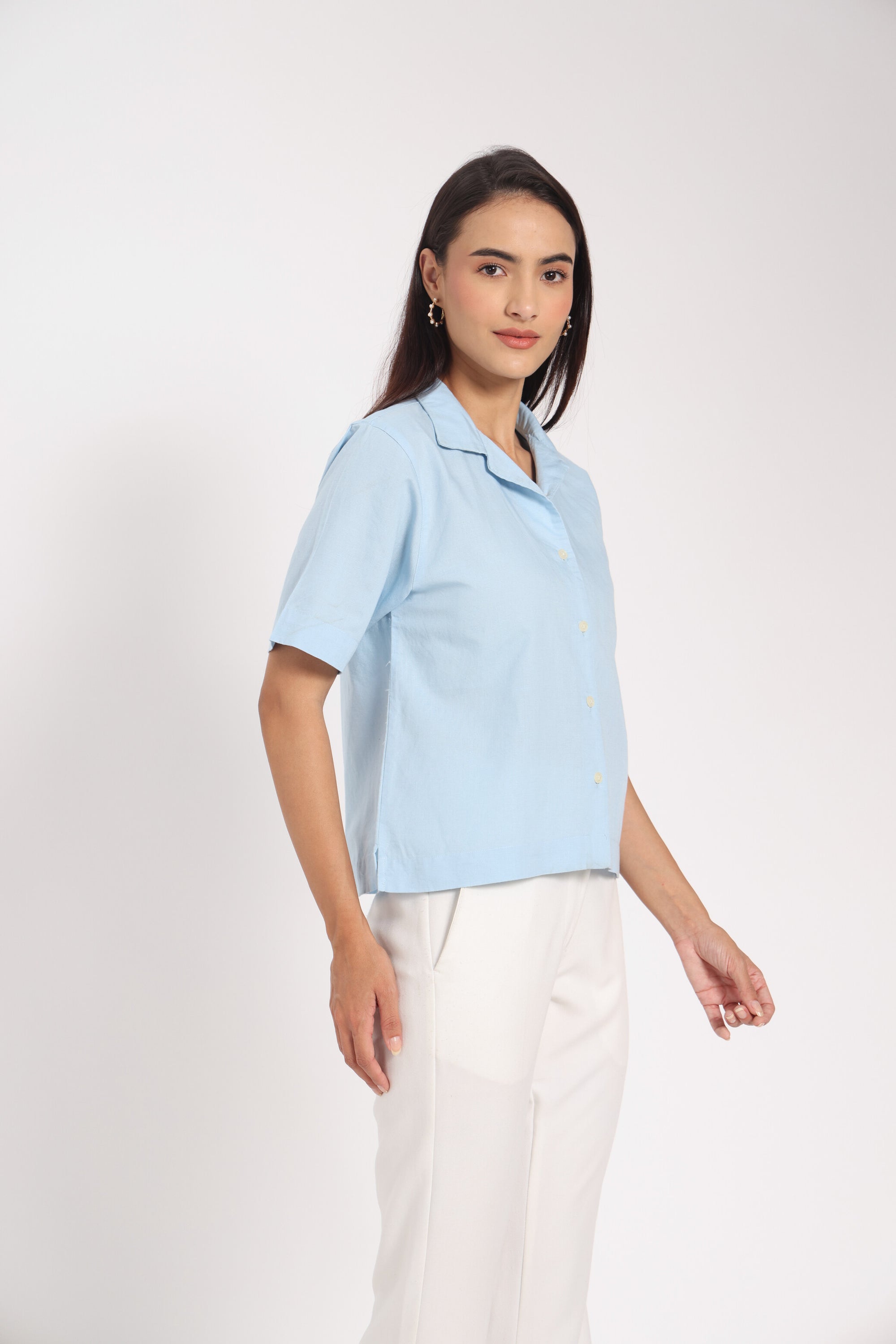 Quietly Unstoppable Light Blue Linen Shirt