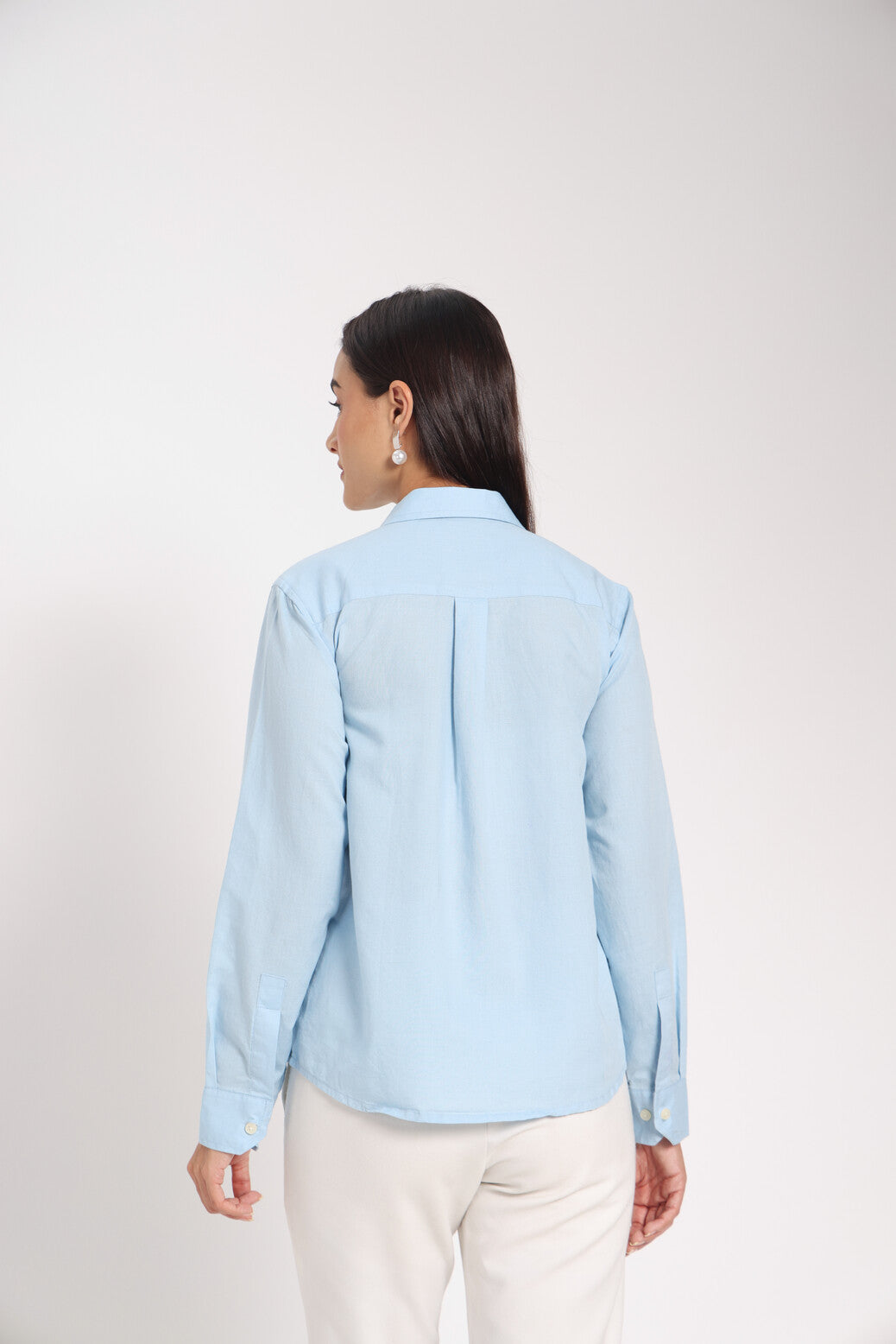 Own Your Space Light Blue Linen Shirt