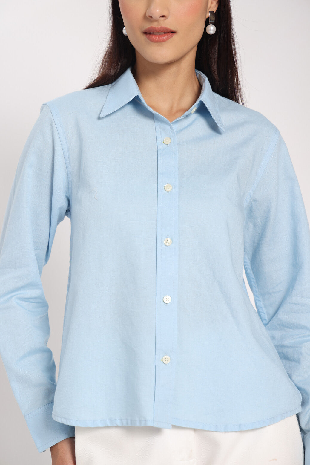 Own Your Space Light Blue Linen Shirt