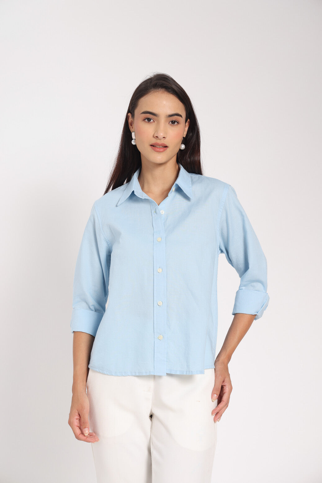 Own Your Space Light Blue Linen Shirt