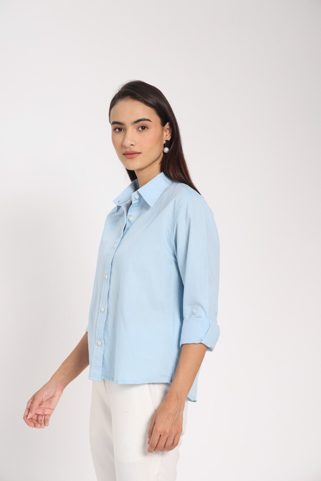 Own Your Space Light Blue Linen Shirt