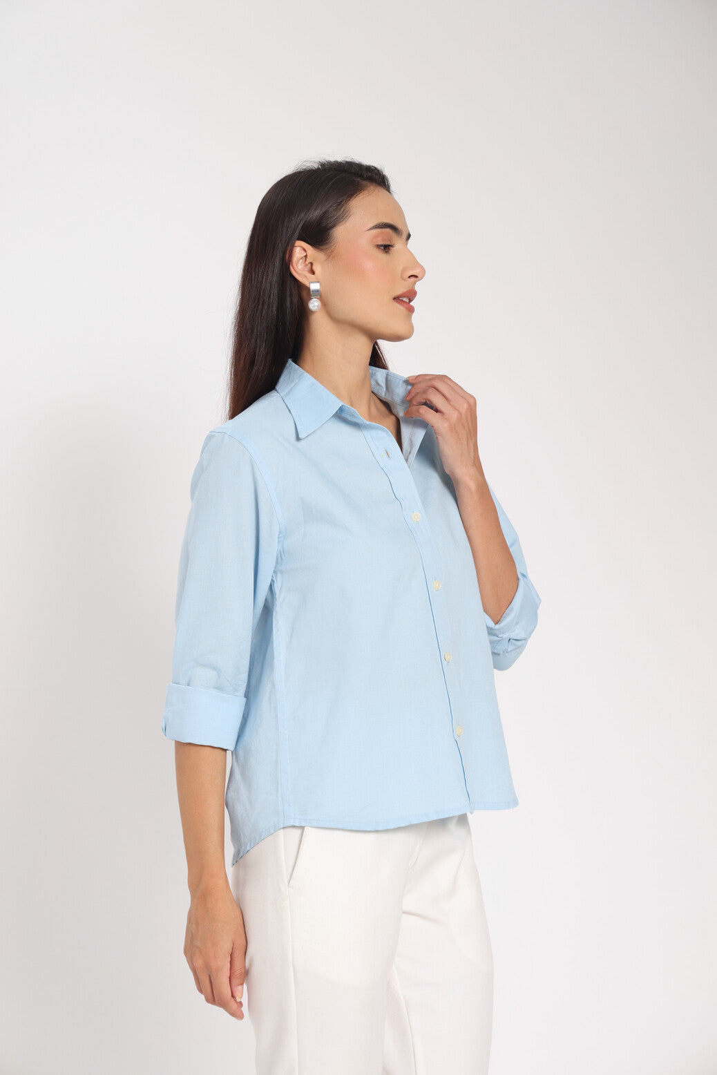 Own Your Space Light Blue Linen Shirt