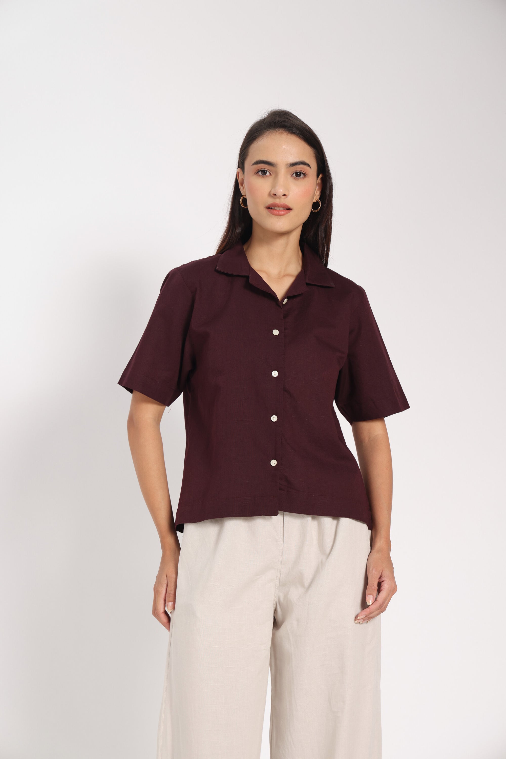 Earned Elegance Wine Linen Shirt