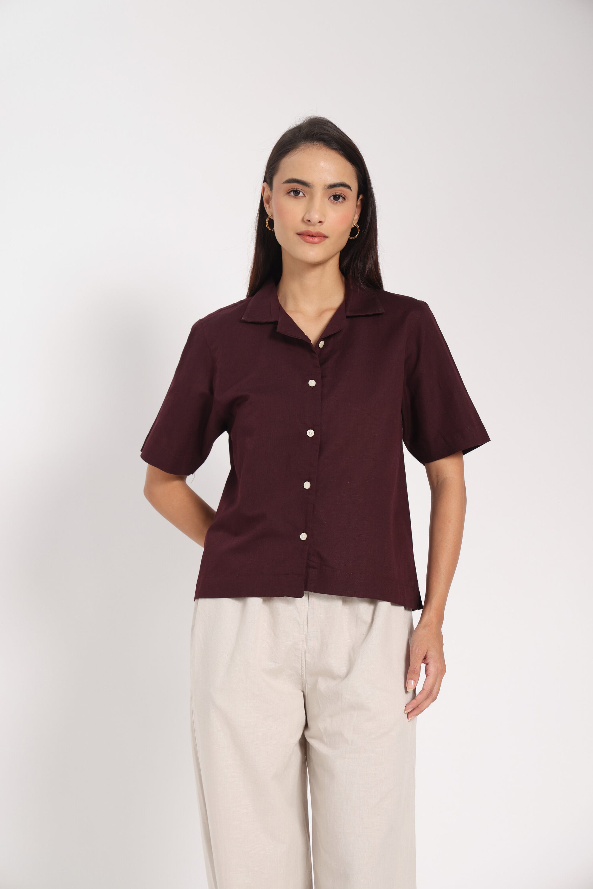 Earned Elegance Wine Linen Shirt