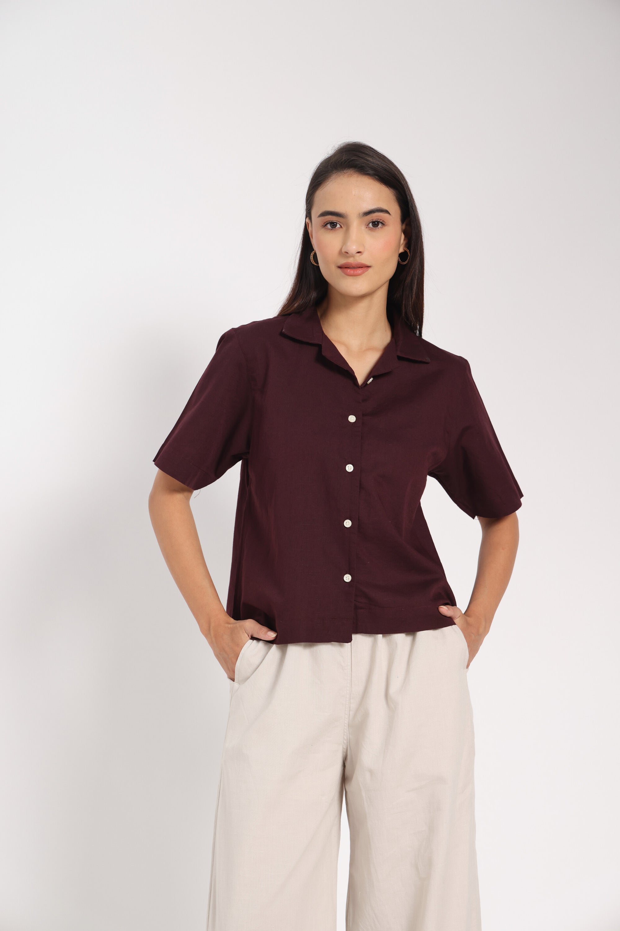 Earned Elegance Wine Linen Shirt