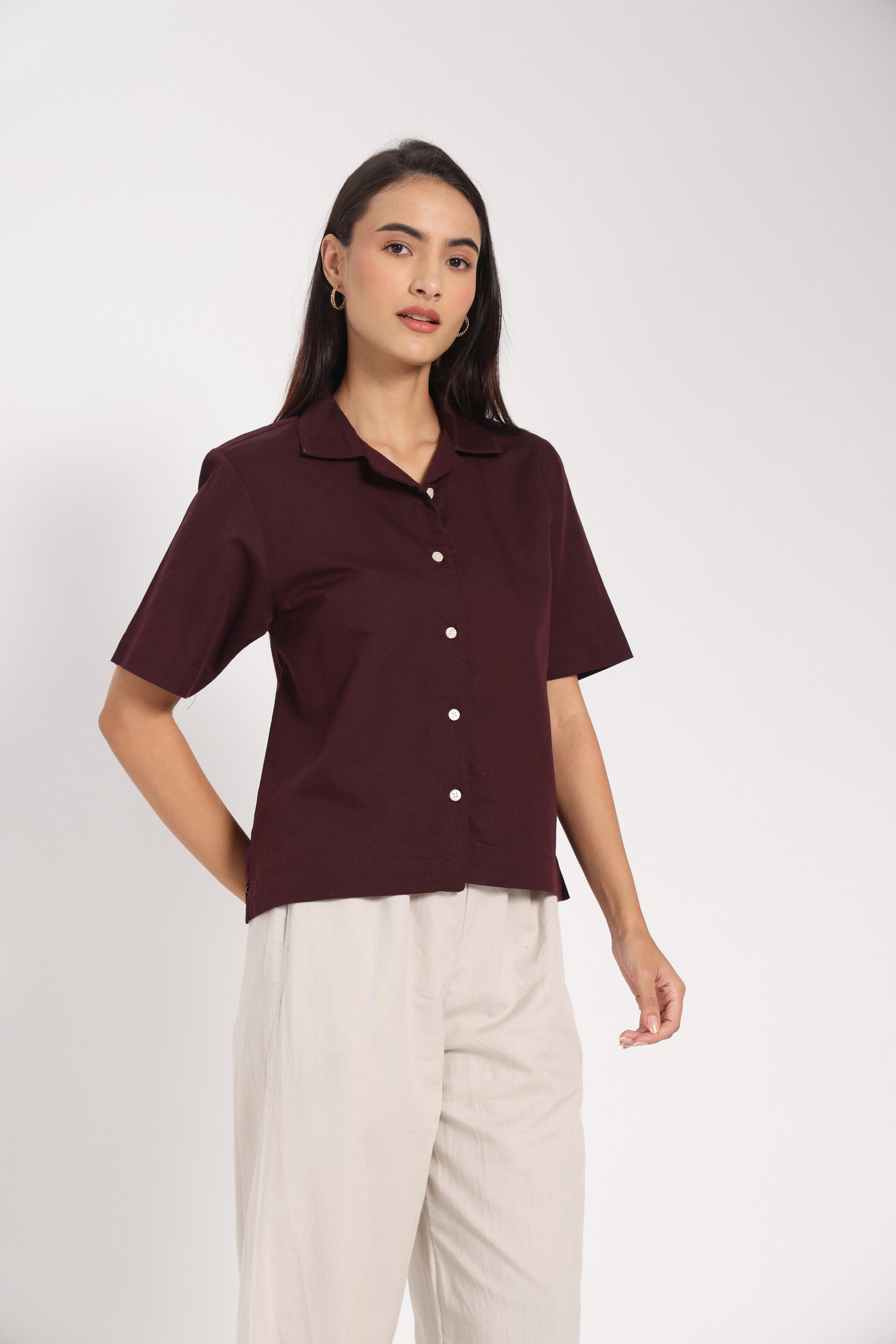 Earned Elegance Wine Linen Shirt
