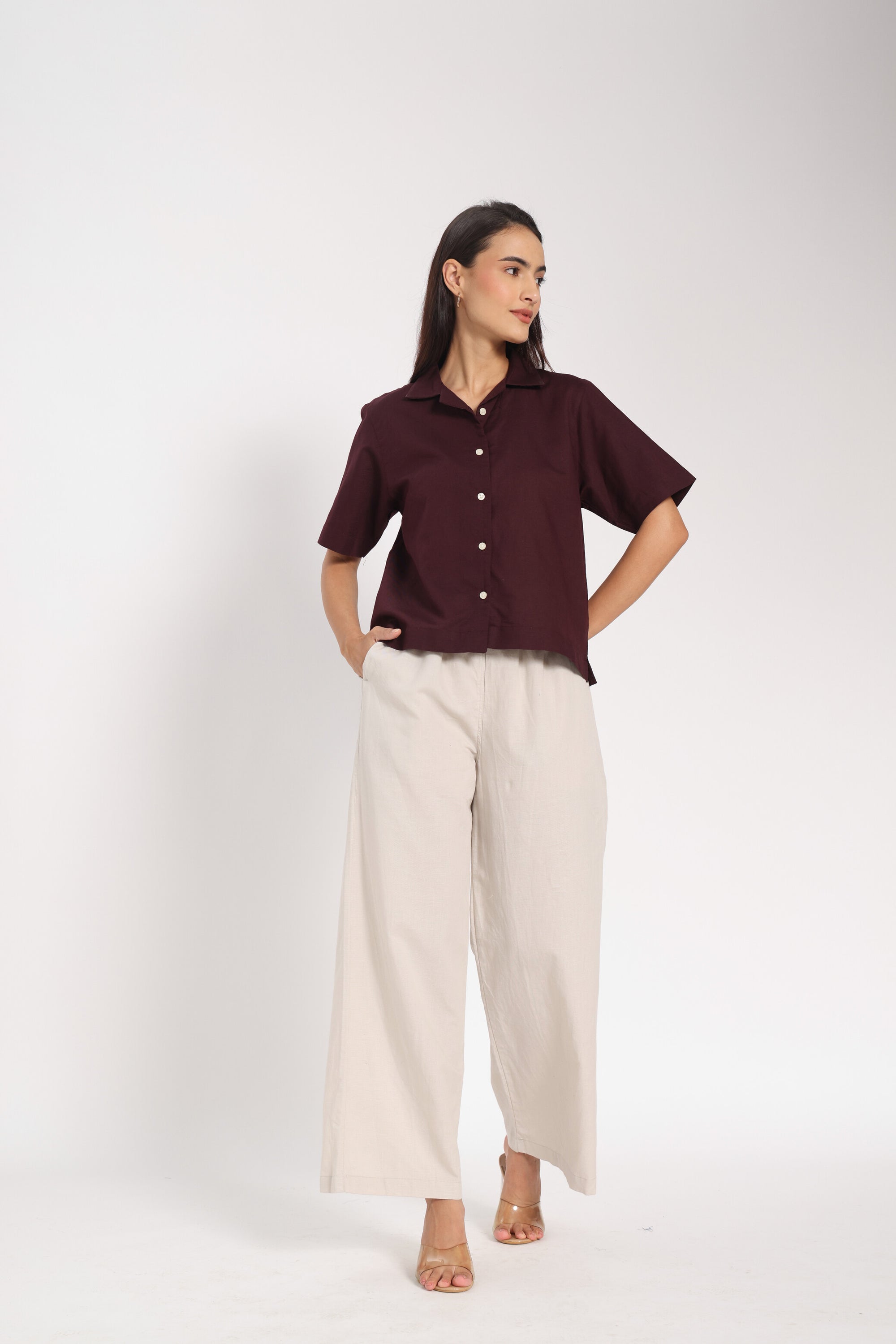 Earned Elegance Wine Linen Shirt